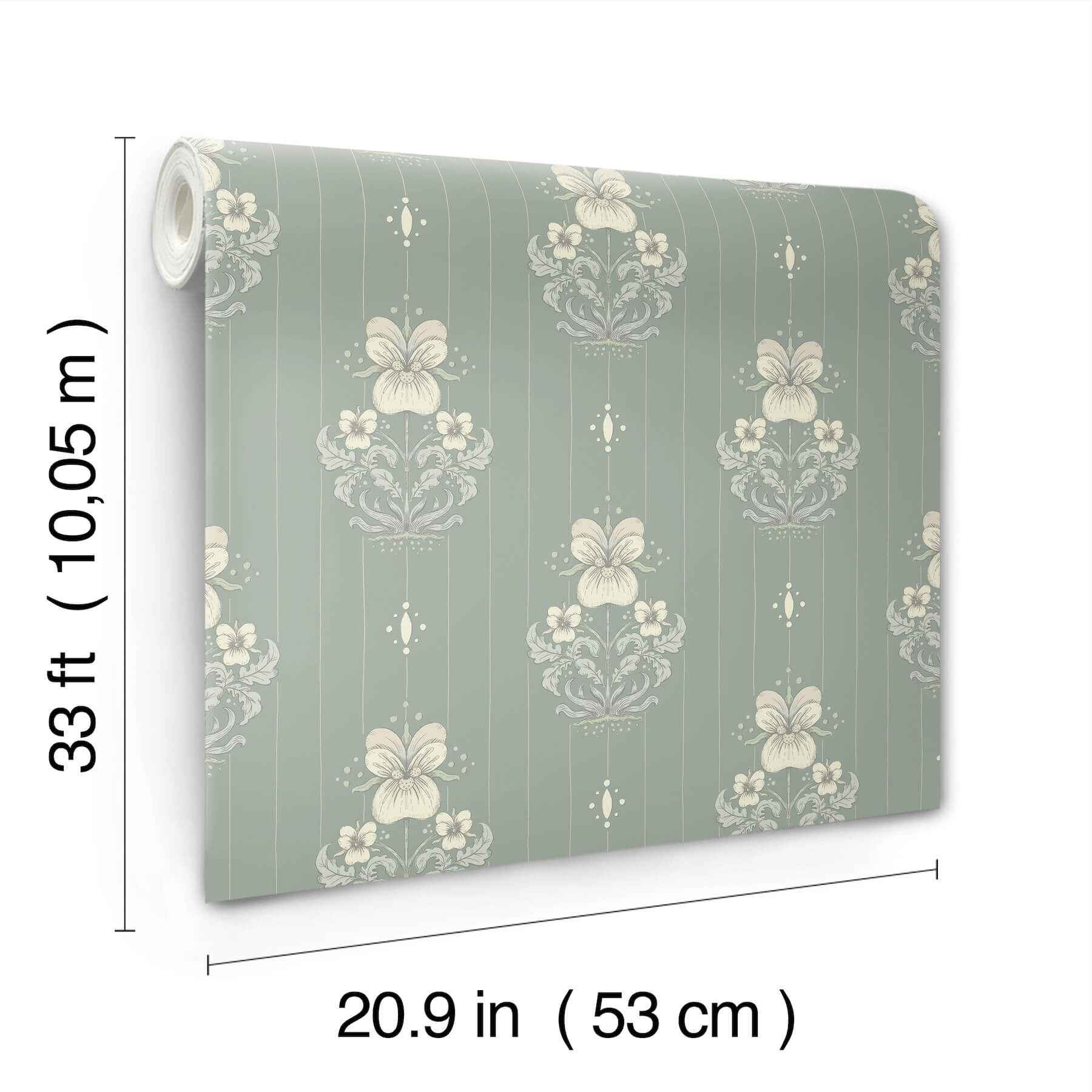 Gullvie Seafoam Pansies Wallpaper - York Wallcoverings - 4201-48007 - York Wallcoverings Wallpaper
