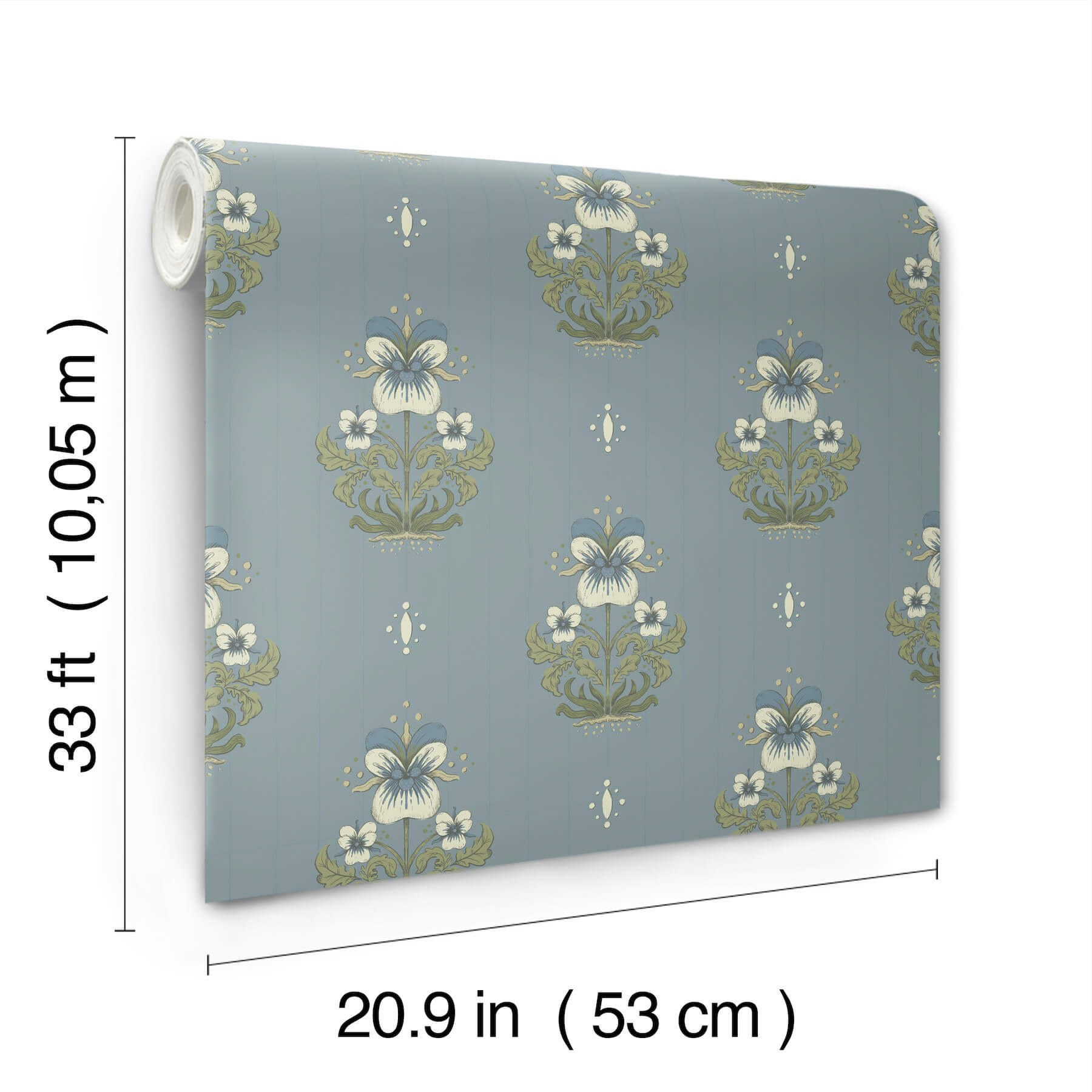 gullvie-light-blue-pansies-wallpaper-york-wallcoverings-4201-48008 - York Wallcoverings Wallpaper