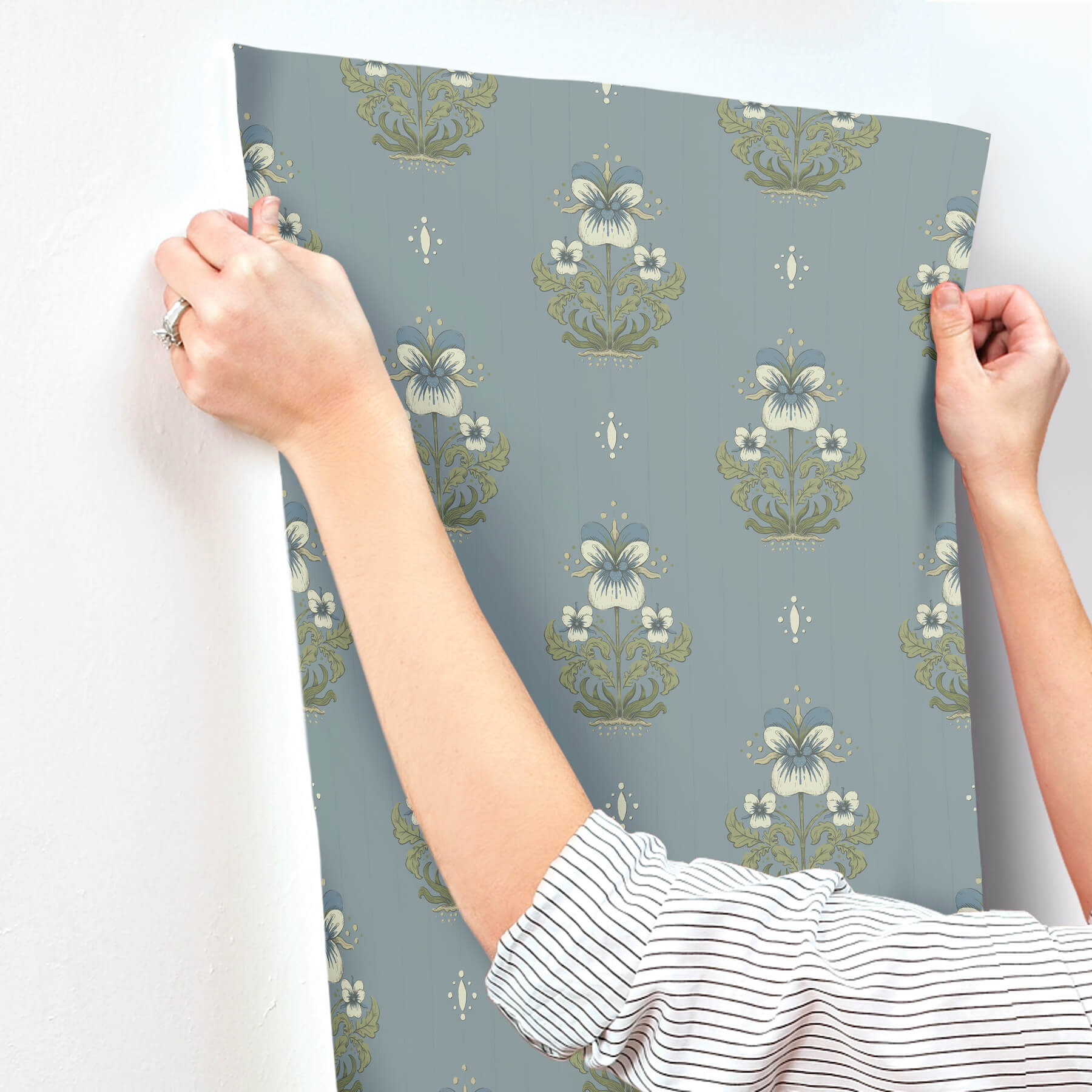 gullvie-light-blue-pansies-wallpaper-york-wallcoverings-4201-48008 - York Wallcoverings Wallpaper