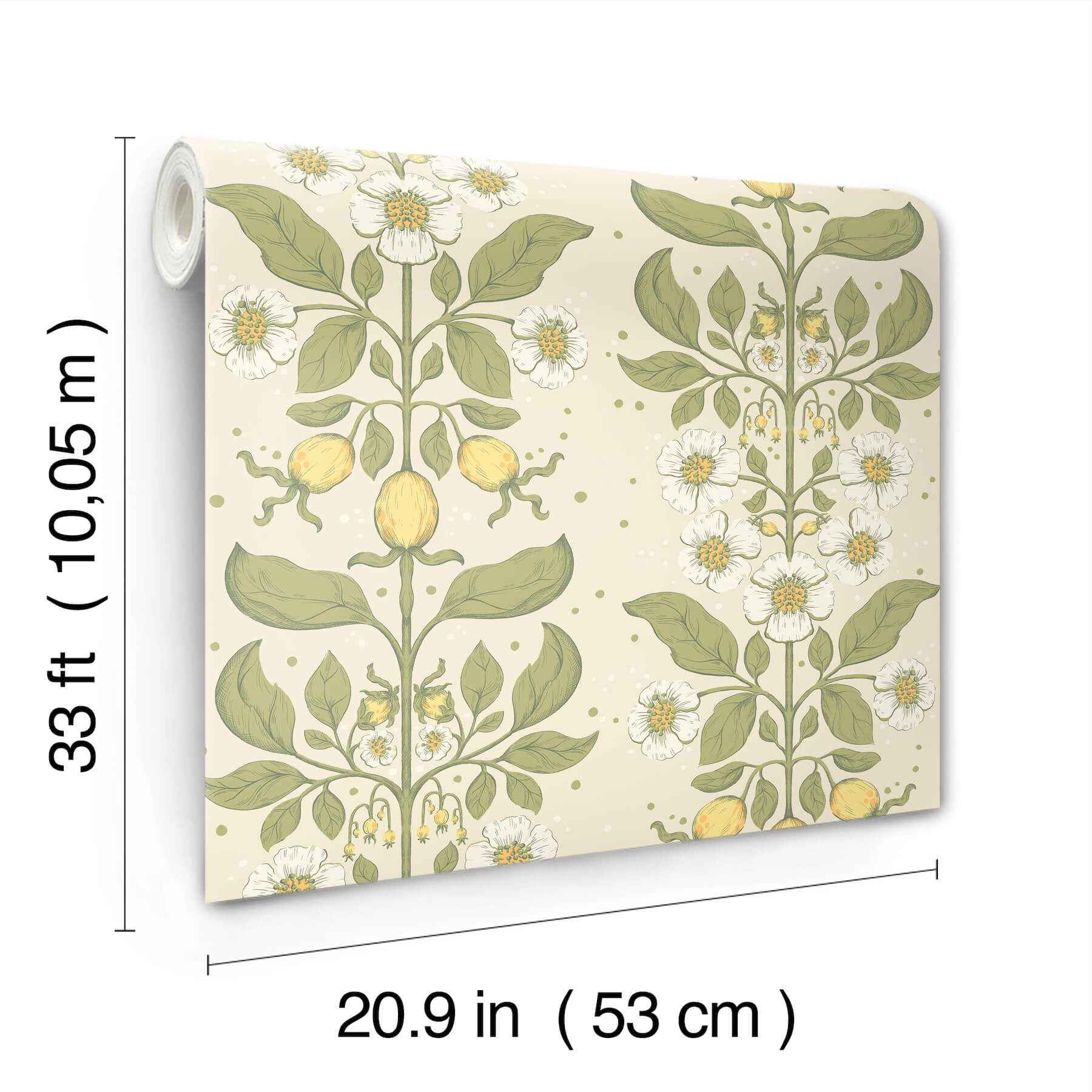 Rosa Green Floral Columns Wallpaper - York Wallcoverings - 4201-48010 - York Wallcoverings Wallpaper