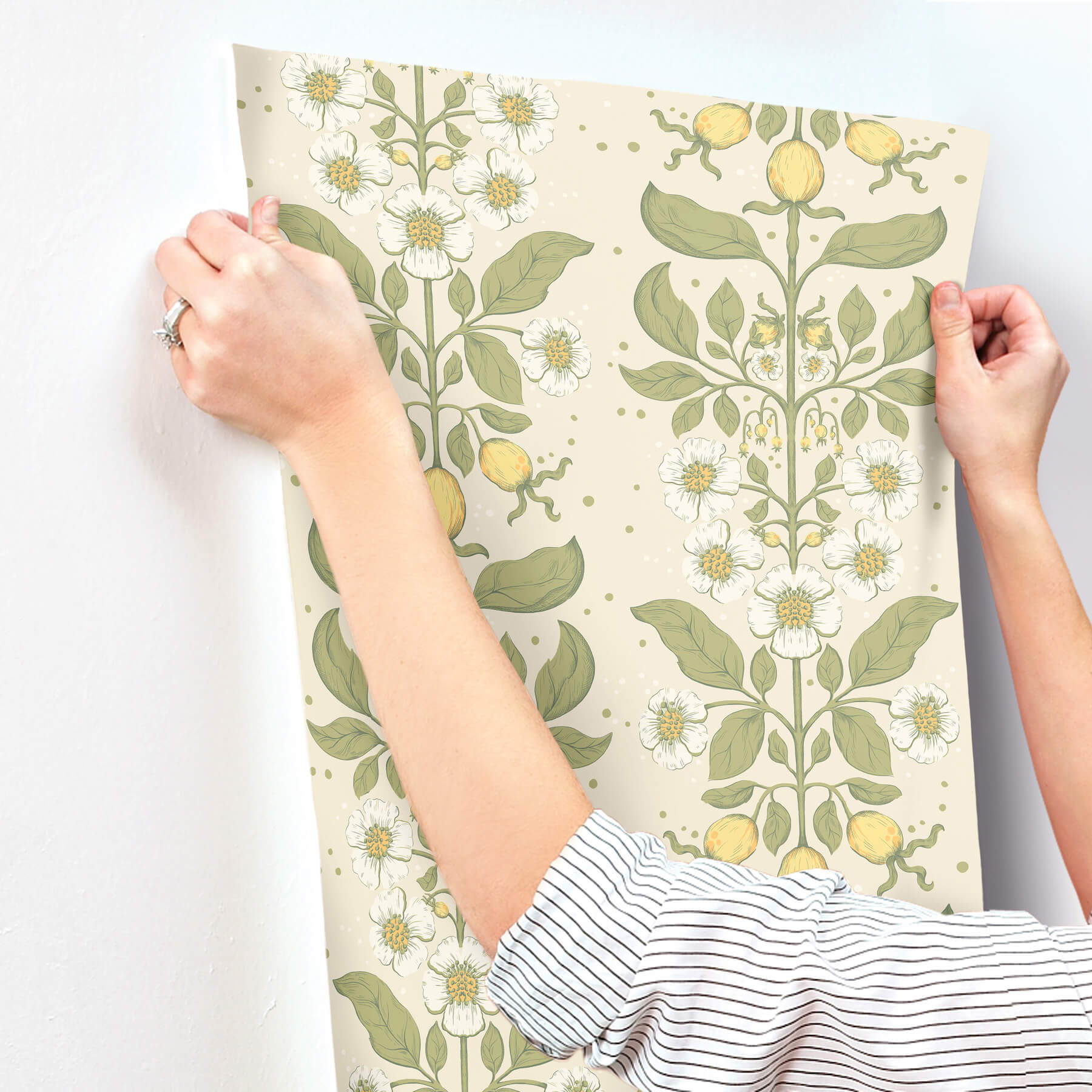 rosa-green-floral-columns-wallpaper-york-wallcoverings-4201-48010 - York Wallcoverings Wallpaper