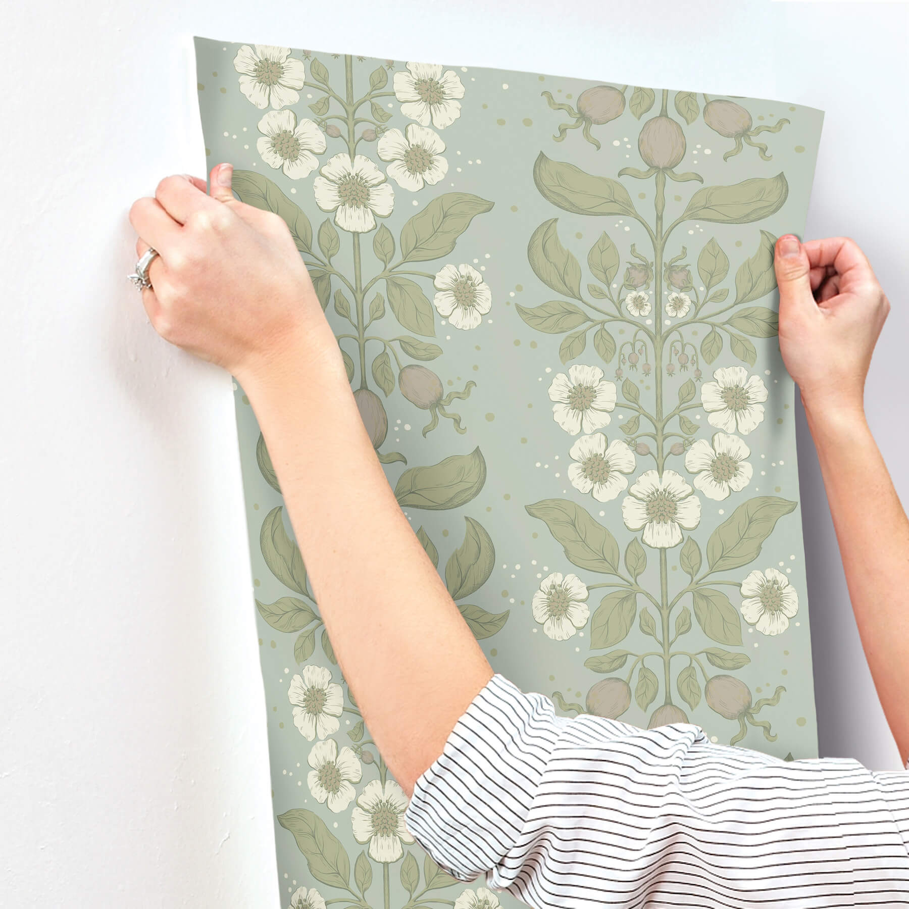 rosa-sky-blue-floral-columns-wallpaper-york-wallcoverings-4201-48011 - York Wallcoverings Wallpaper