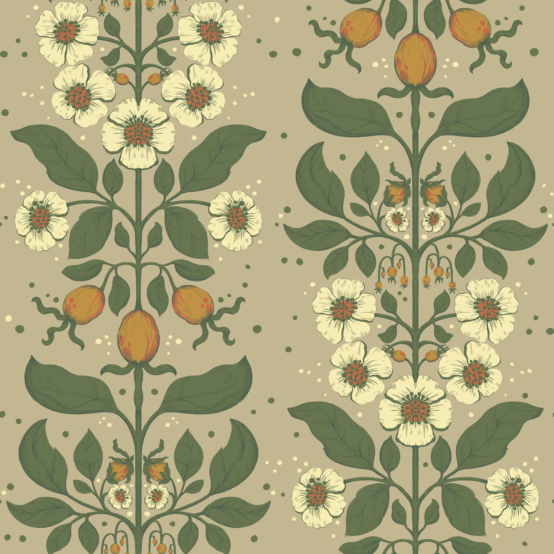 rosa-light-brown-floral-columns-wallpaper-york-wallcoverings-4201-48012 - York Wallcoverings Wallpaper