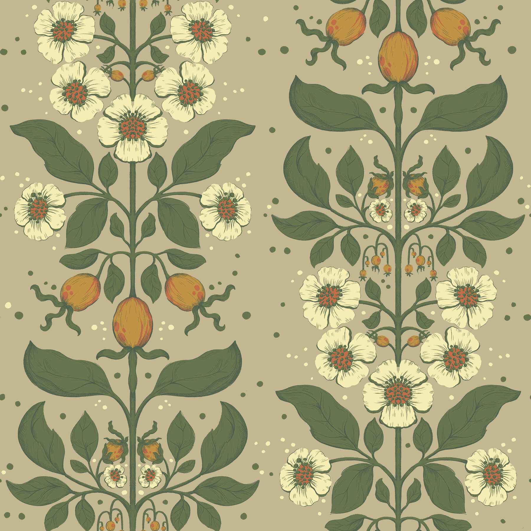 Rosa Light Brown Floral Columns Wallpaper - York Wallcoverings - 4201-48012 - York Wallcoverings Wallpaper
