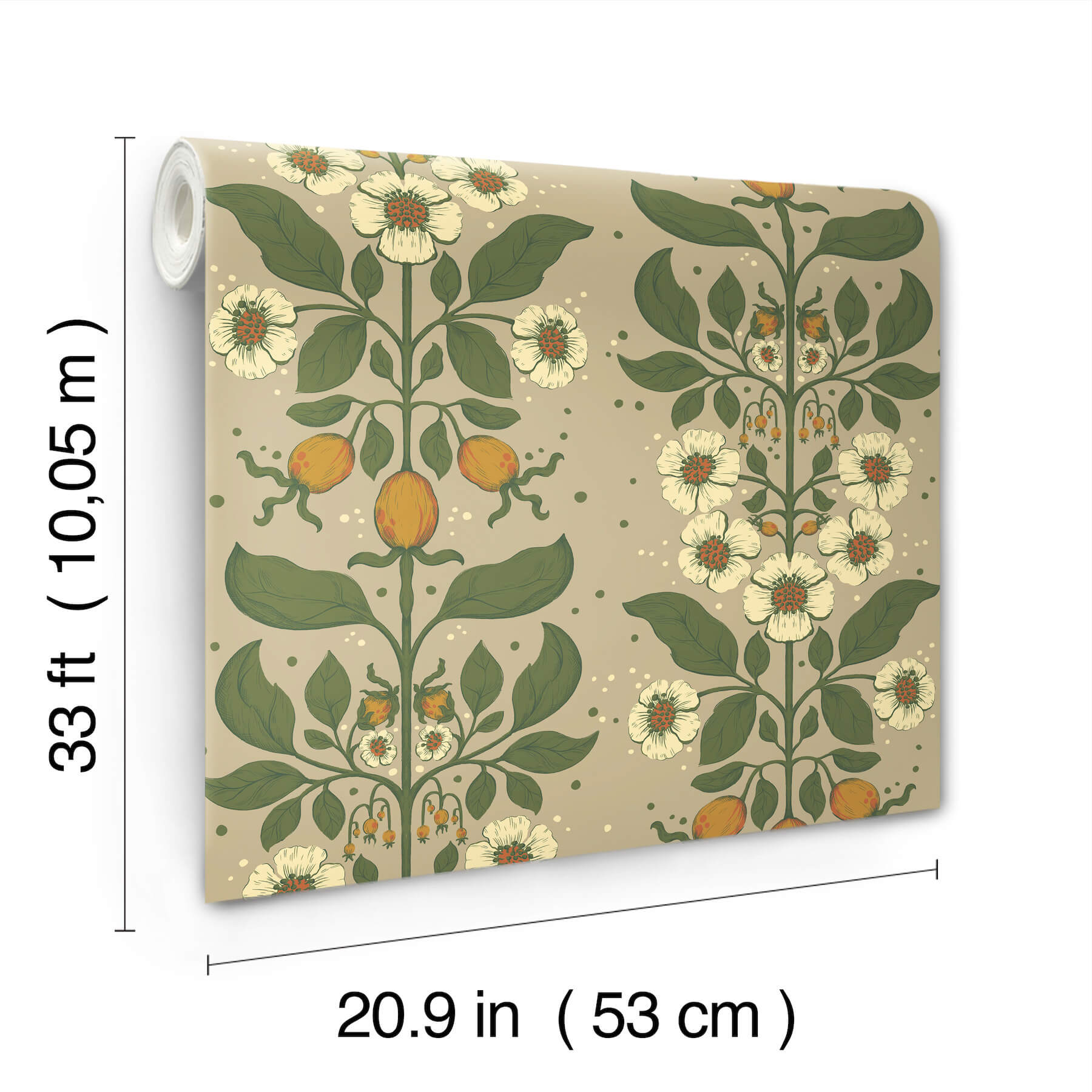 rosa-light-brown-floral-columns-wallpaper-york-wallcoverings-4201-48012 - York Wallcoverings Wallpaper