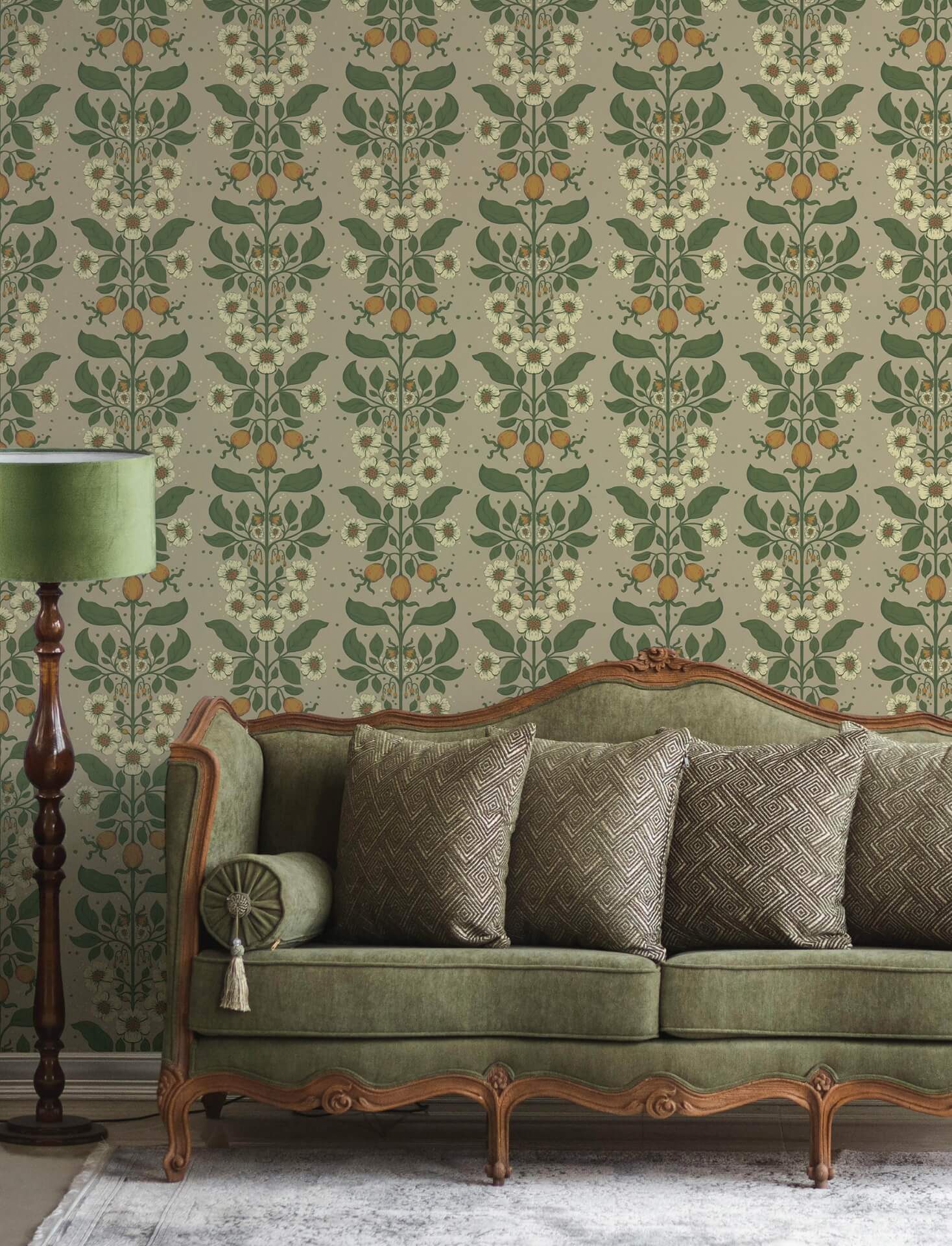 rosa-light-brown-floral-columns-wallpaper-york-wallcoverings-4201-48012 - York Wallcoverings Wallpaper