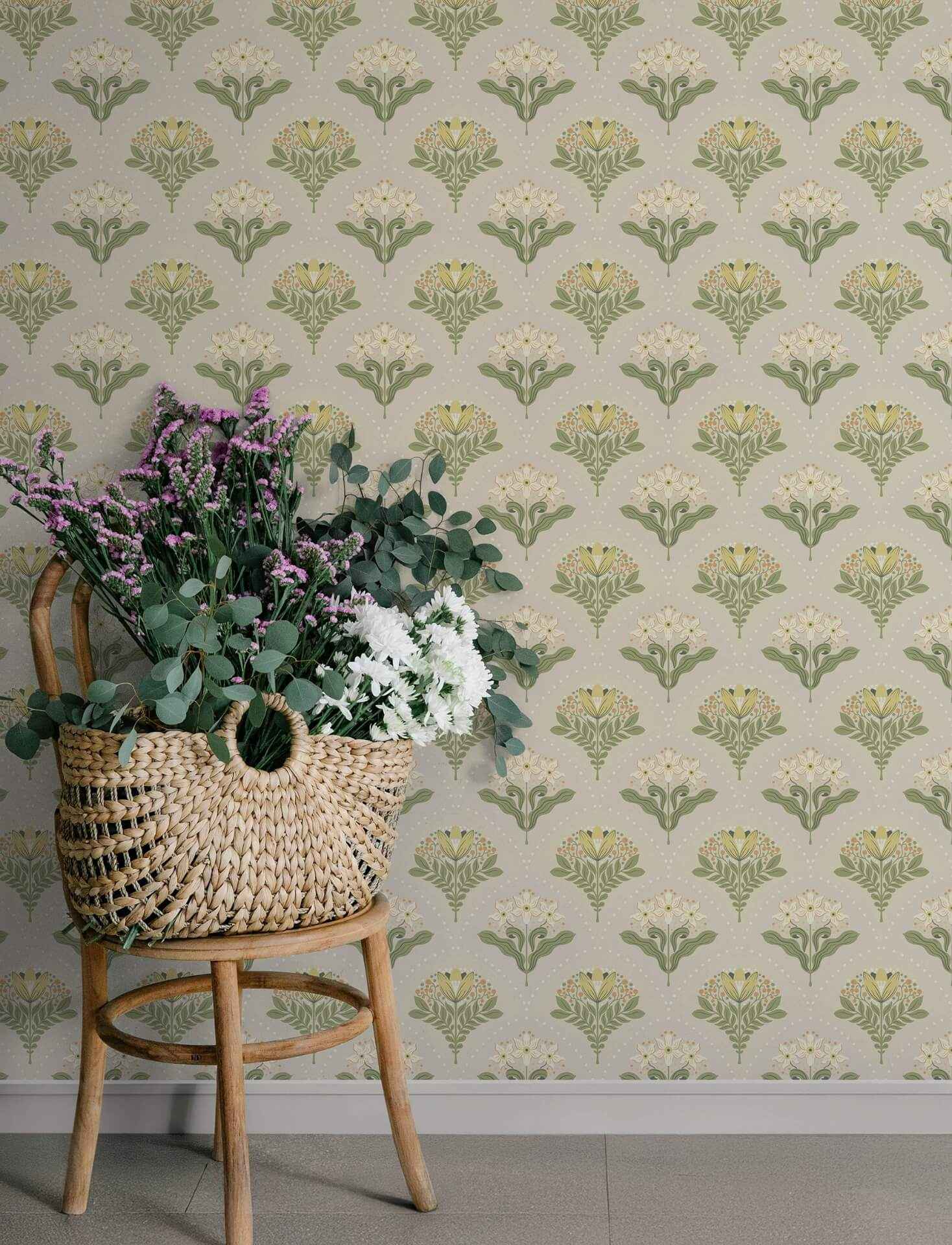 Maj Light Grey Floral Damask Wallpaper - York Wallcoverings - 4201-48014 - York Wallcoverings Wallpaper
