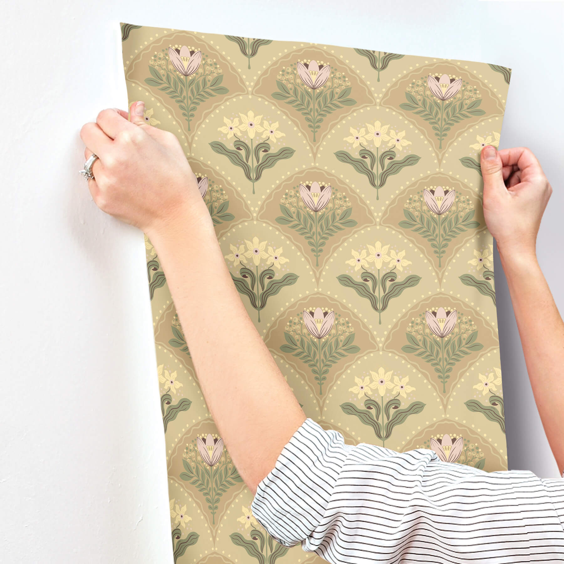 maj-light-brown-floral-damask-wallpaper-york-wallcoverings-4201-48015 - York Wallcoverings Wallpaper