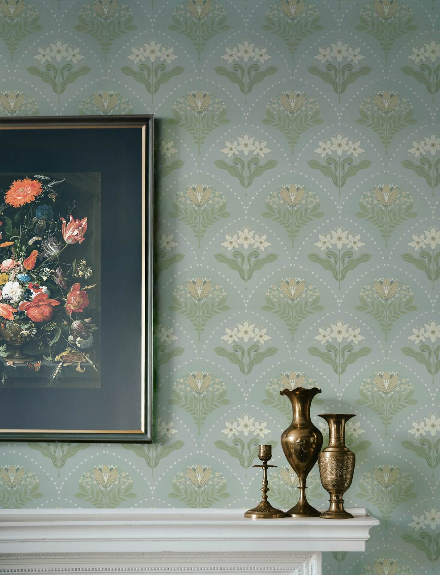 maj-sky-blue-floral-damask-wallpaper-york-wallcoverings-4201-48016 - York Wallcoverings Wallpaper