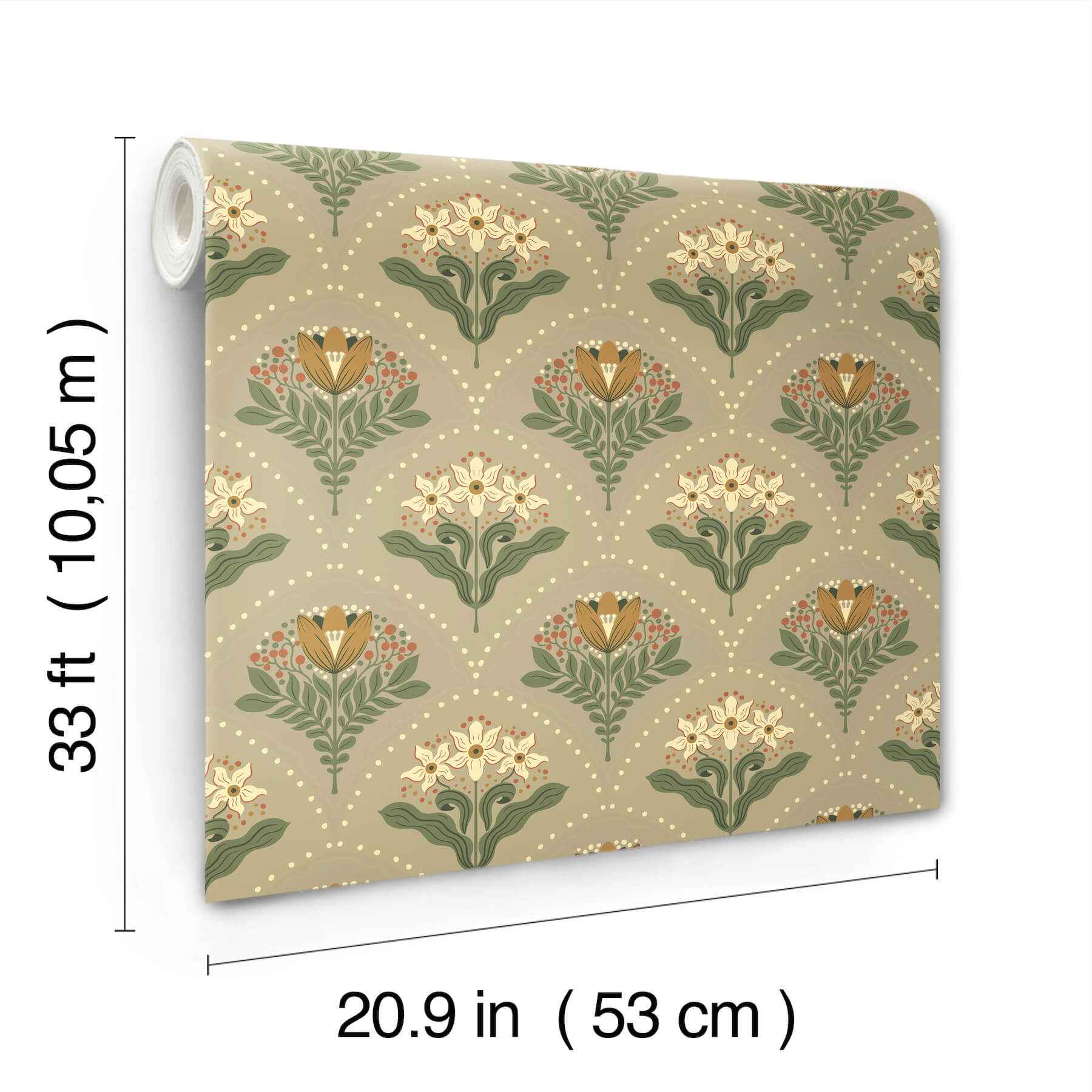 Maj Taupe Floral Damask Wallpaper - York Wallcoverings - 4201-48017 - York Wallcoverings Wallpaper