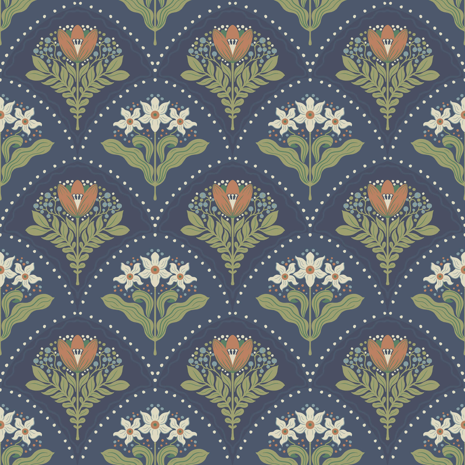 maj-navy-floral-damask-wallpaper-york-wallcoverings-4201-48018 - York Wallcoverings Wallpaper