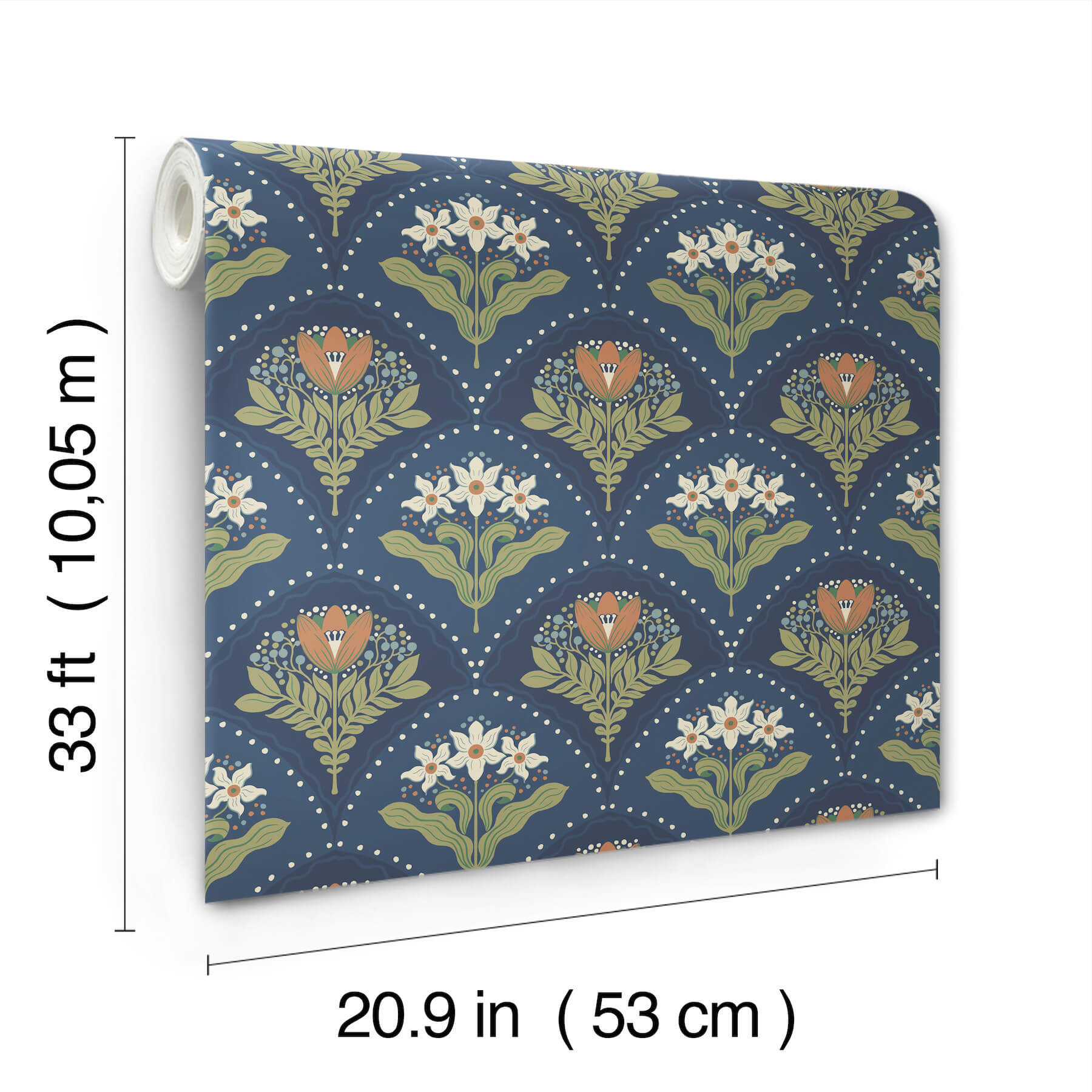 maj-navy-floral-damask-wallpaper-york-wallcoverings-4201-48018 - York Wallcoverings Wallpaper