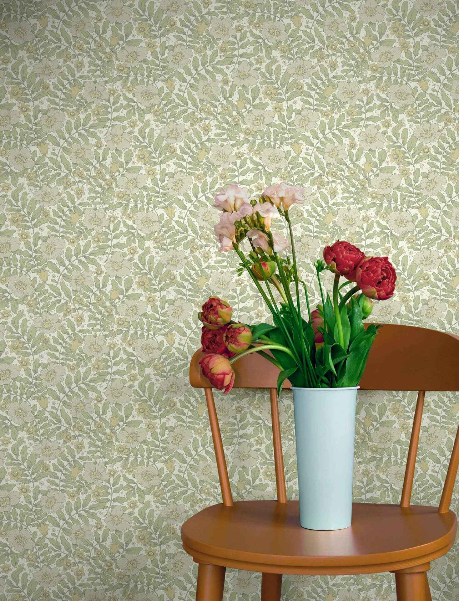 Maggan Sage Floral Trail Wallpaper - York Wallcoverings - 4201-48019 - York Wallcoverings Wallpaper