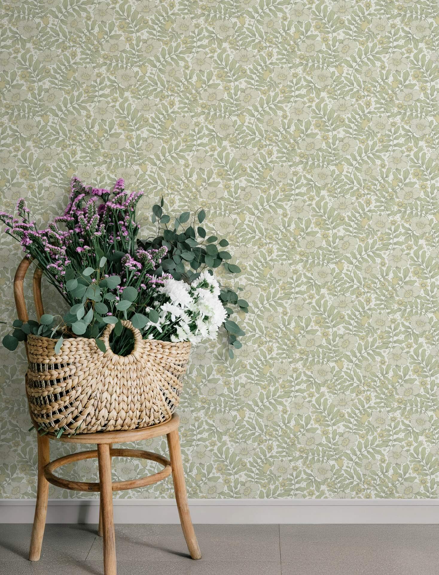 maggan-sage-floral-trail-wallpaper-york-wallcoverings-4201-48019 - York Wallcoverings Wallpaper