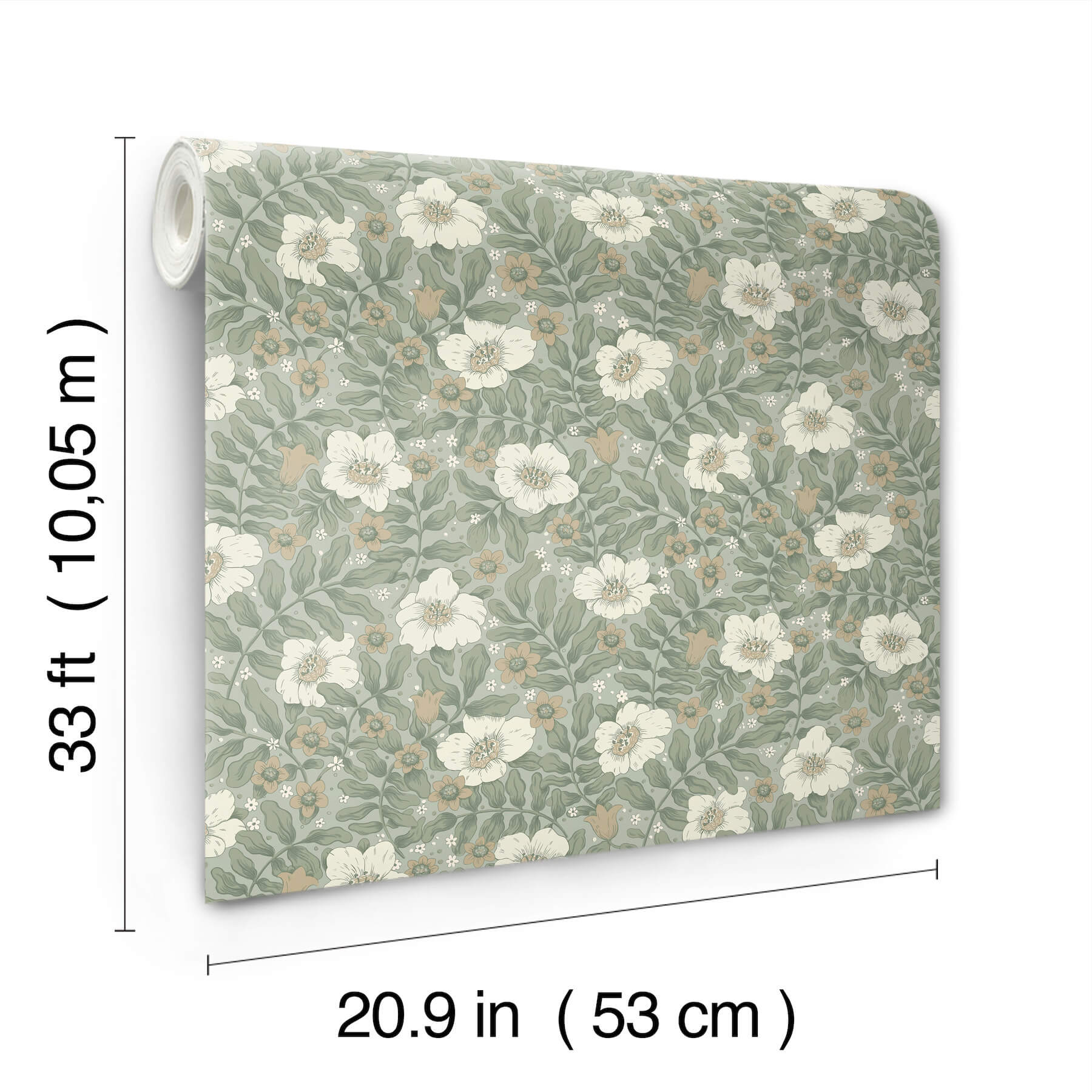 maggan-sea-green-floral-trail-wallpaper-york-wallcoverings-4201-48020 - York Wallcoverings Wallpaper