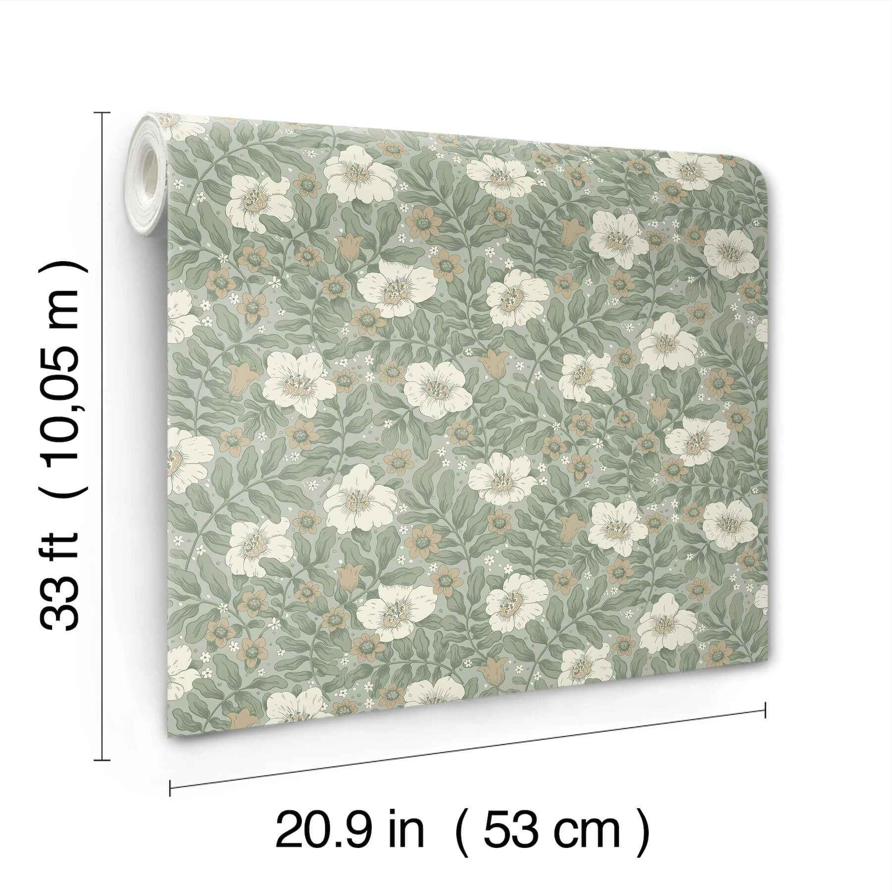 Maggan Sea Green Floral Trail Wallpaper - York Wallcoverings - 4201-48020 - York Wallcoverings Wallpaper