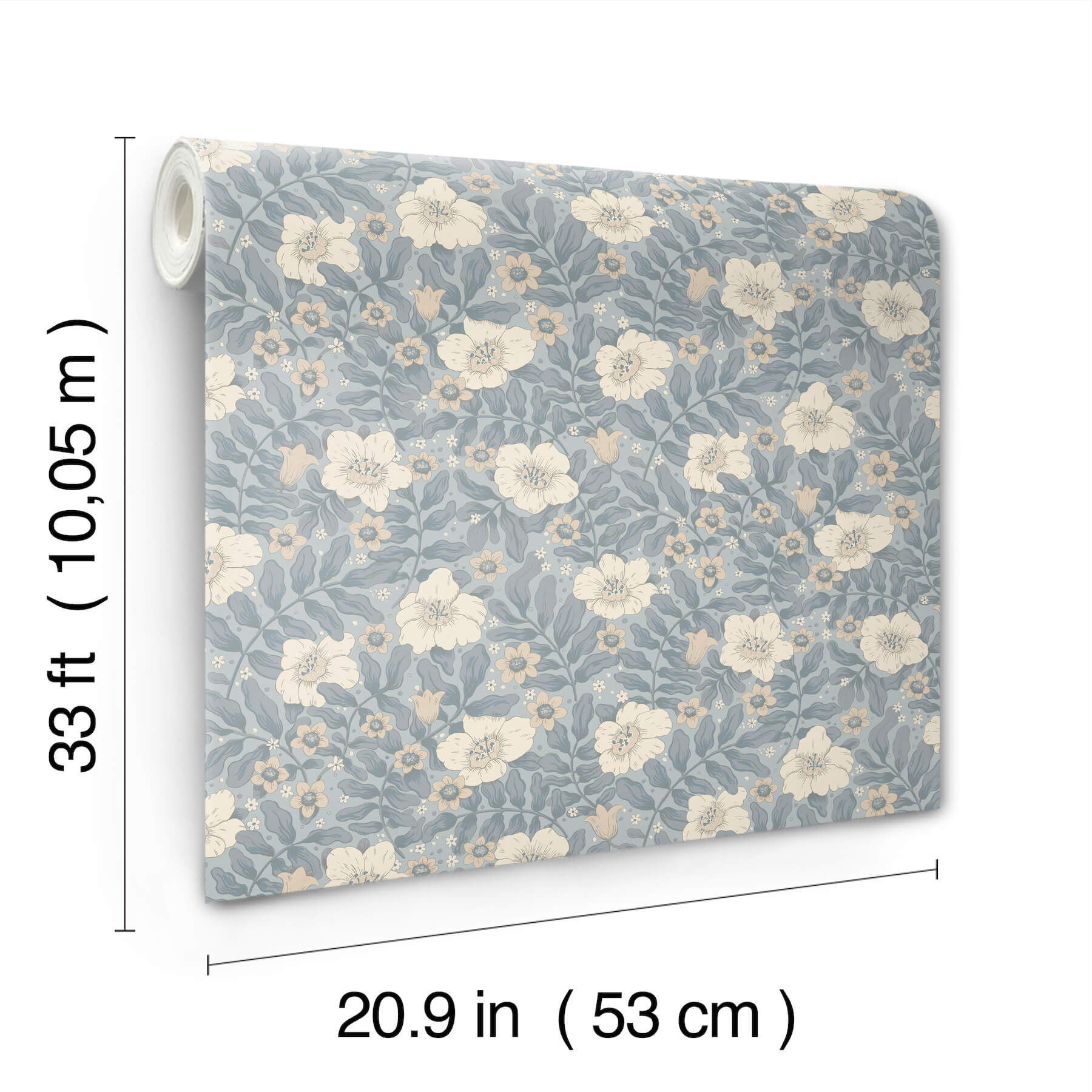maggan-blue-floral-trail-wallpaper-york-wallcoverings-4201-48023 - York Wallcoverings Wallpaper