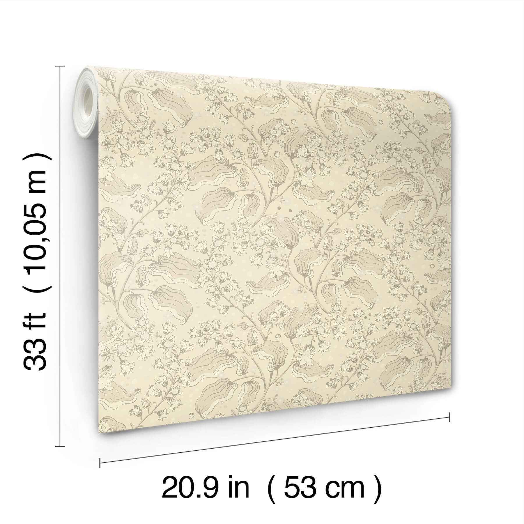 Syren Khaki Dainty Floral Wallpaper - York Wallcoverings - 4201-48024 - York Wallcoverings Wallpaper