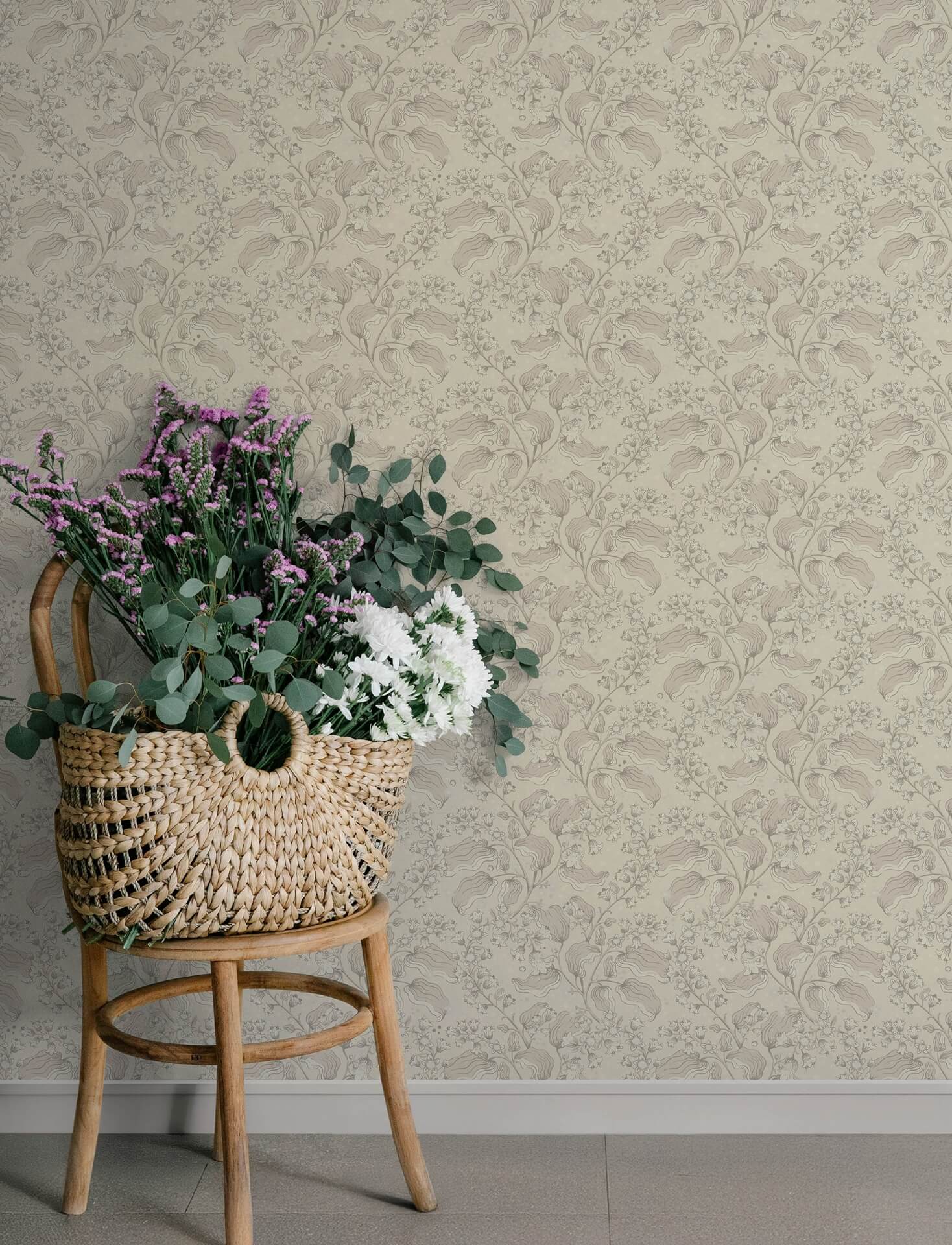 syren-khaki-dainty-floral-wallpaper-york-wallcoverings-4201-48024 - York Wallcoverings Wallpaper