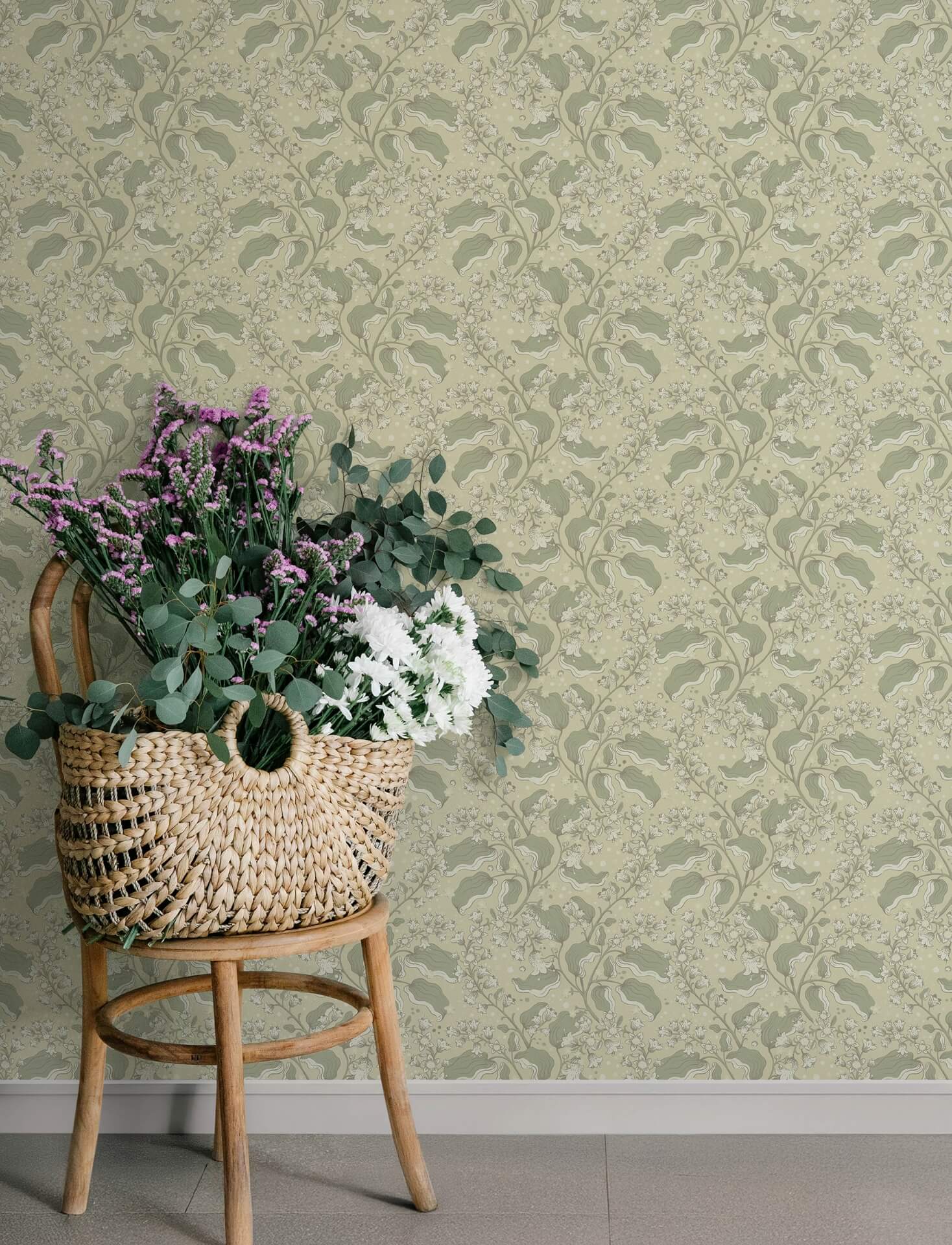 syren-light-green-dainty-floral-wallpaper-york-wallcoverings-4201-48025 - York Wallcoverings Wallpaper