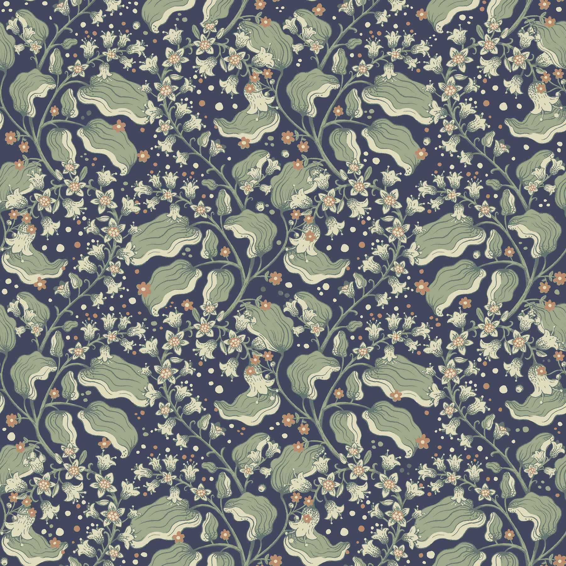 Syren Navy Dainty Floral Wallpaper - York Wallcoverings - 4201-48027 - York Wallcoverings Wallpaper