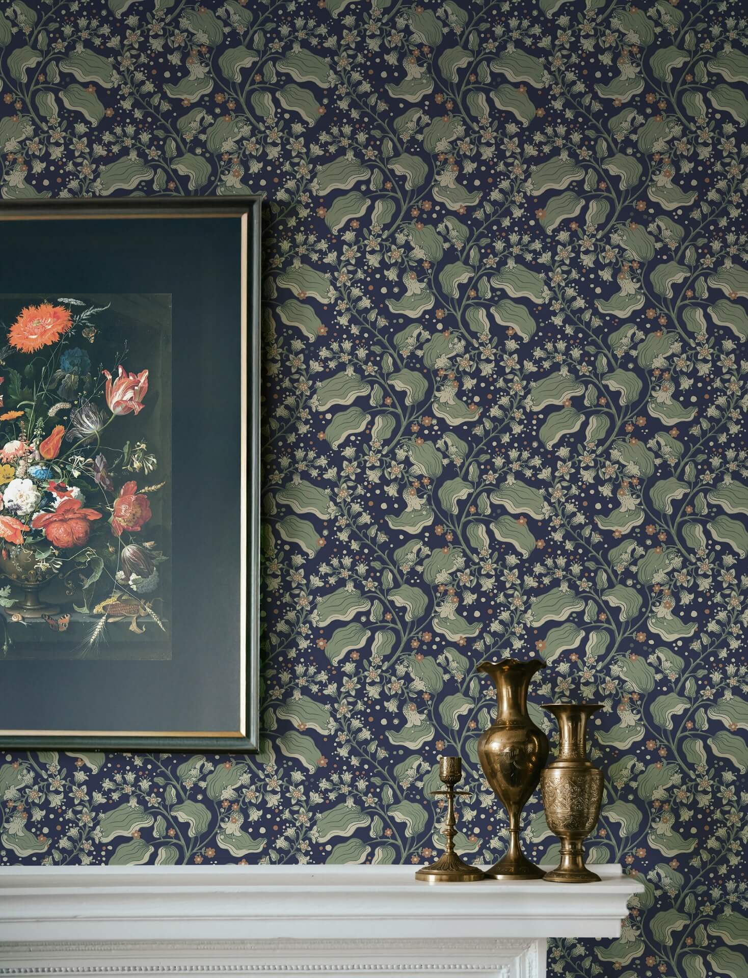 syren-navy-dainty-floral-wallpaper-york-wallcoverings-4201-48027 - York Wallcoverings Wallpaper
