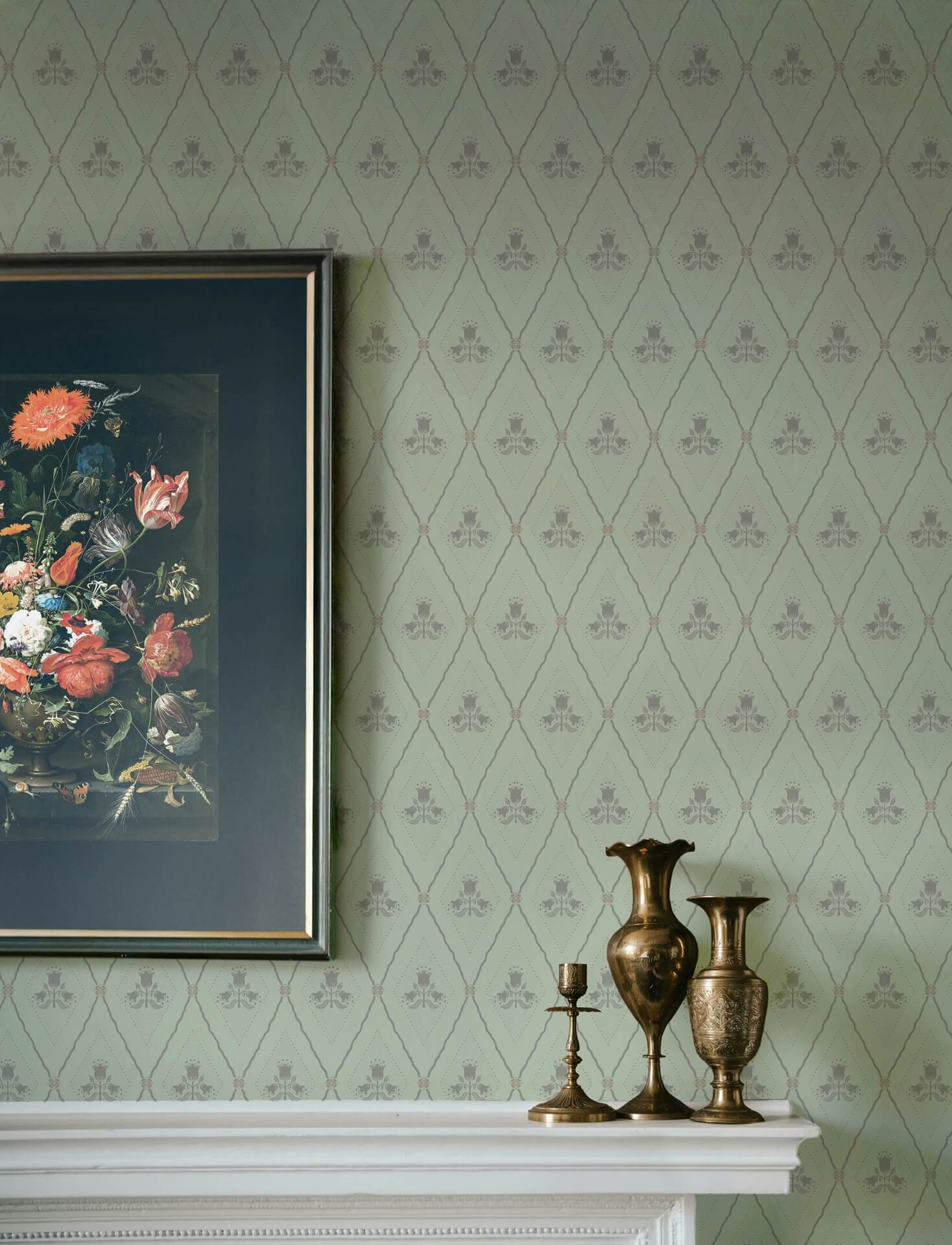 alma-mint-diamond-floral-wallpaper-york-wallcoverings-4201-48031 - York Wallcoverings Wallpaper