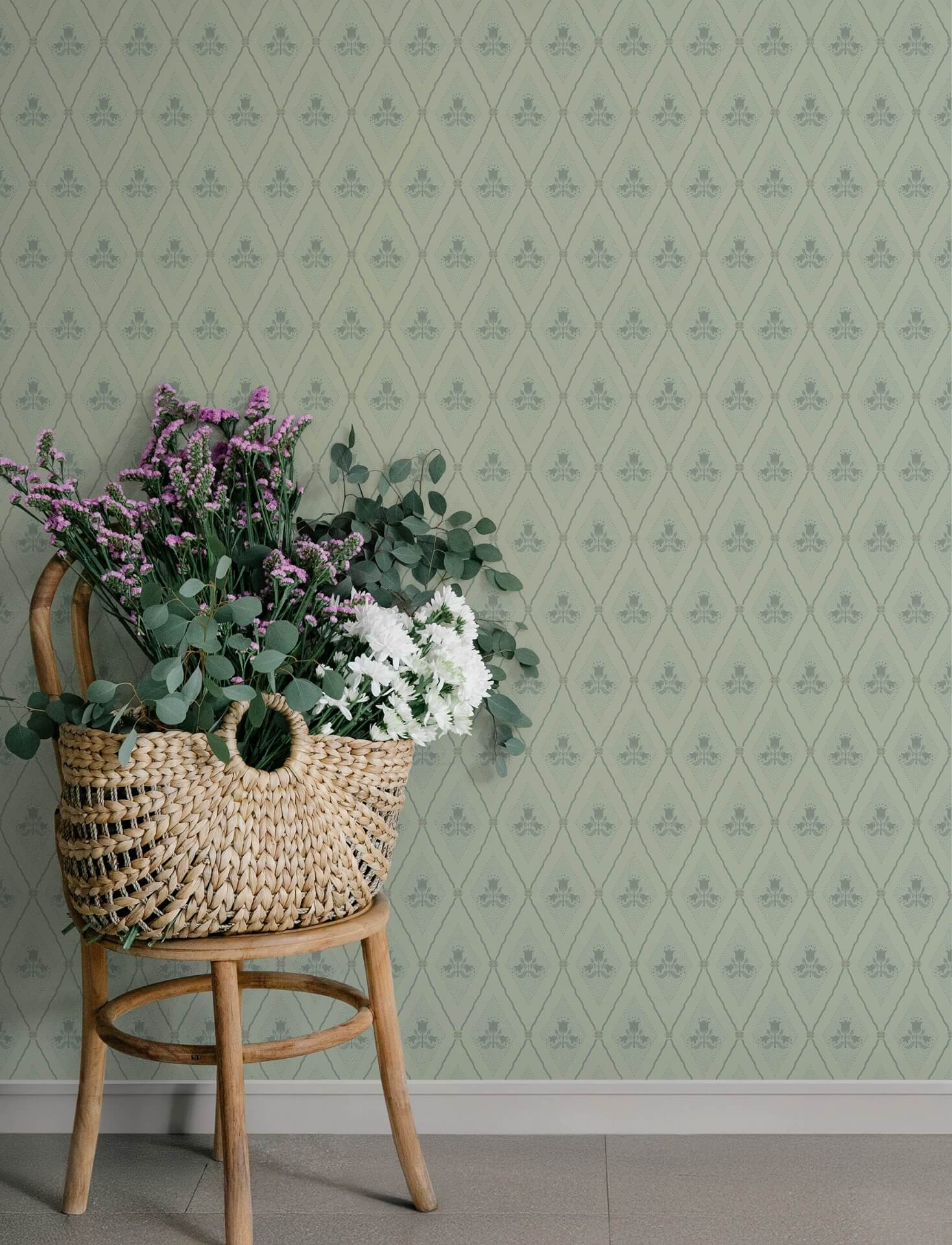 alma-mint-diamond-floral-wallpaper-york-wallcoverings-4201-48031 - York Wallcoverings Wallpaper