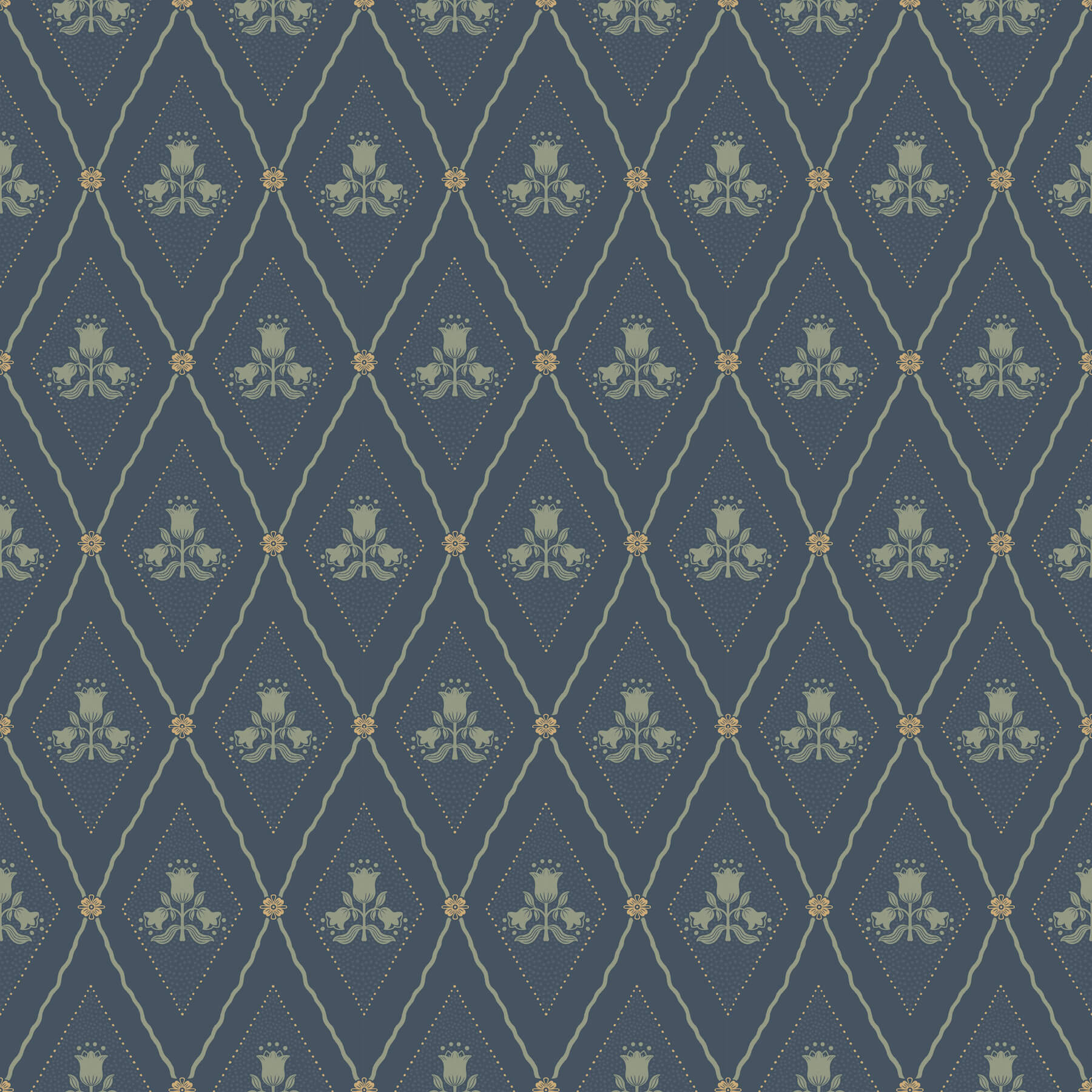 alma-navy-diamond-floral-wallpaper-york-wallcoverings-4201-48033 - York Wallcoverings Wallpaper