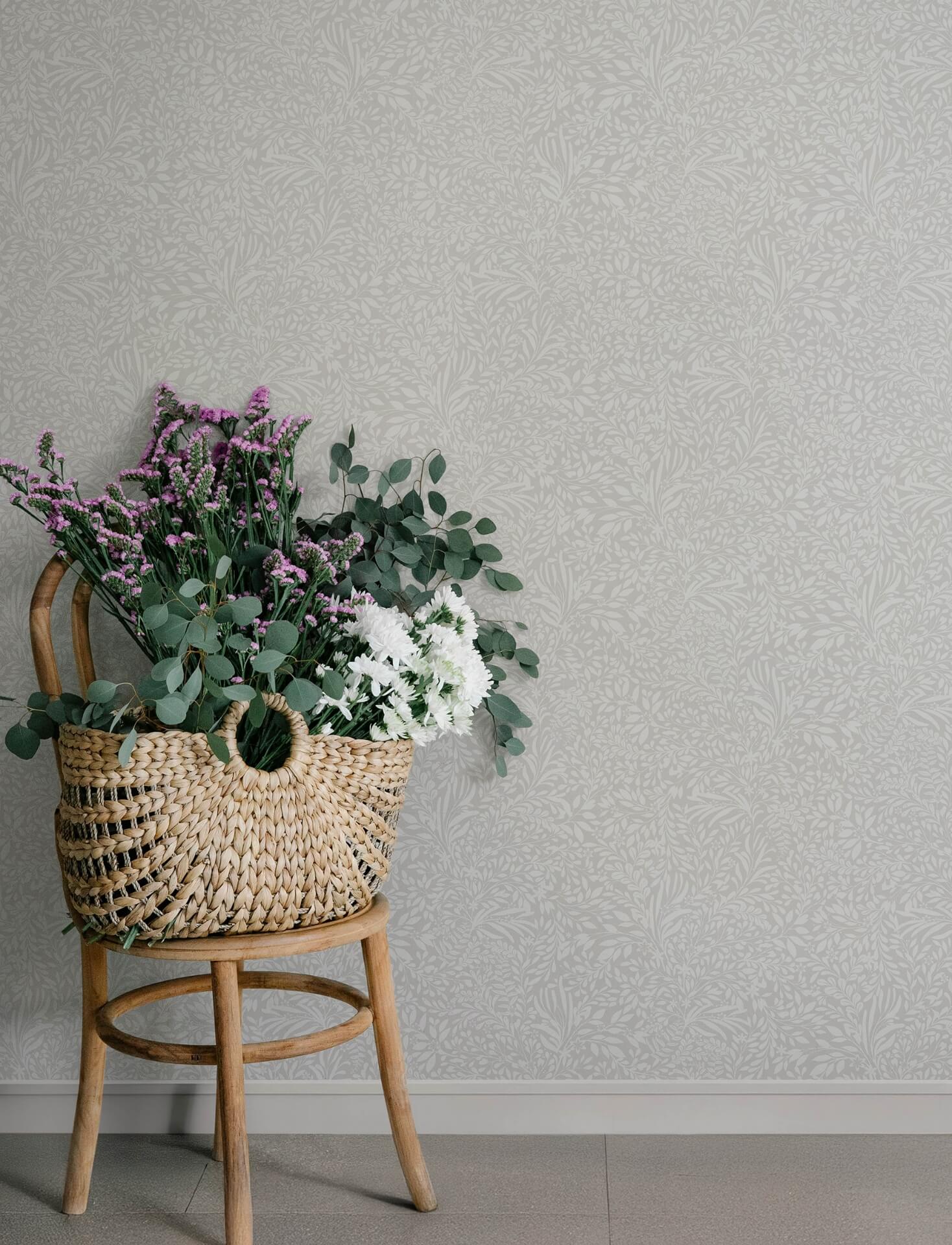 kristina-light-grey-botanical-wallpaper-york-wallcoverings-4201-92116 - York Wallcoverings Wallpaper