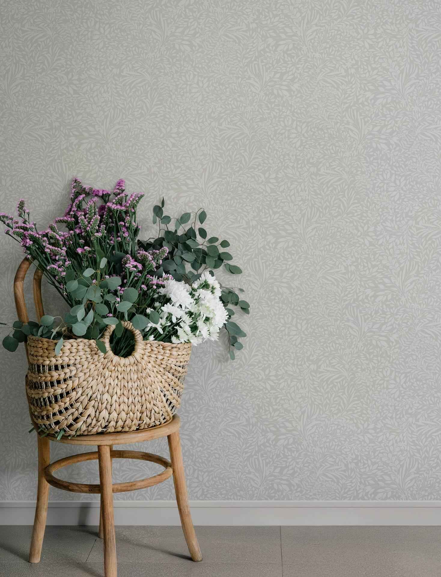 Kristina Light Grey Botanical Wallpaper - York Wallcoverings - 4201-92116 - York Wallcoverings Wallpaper