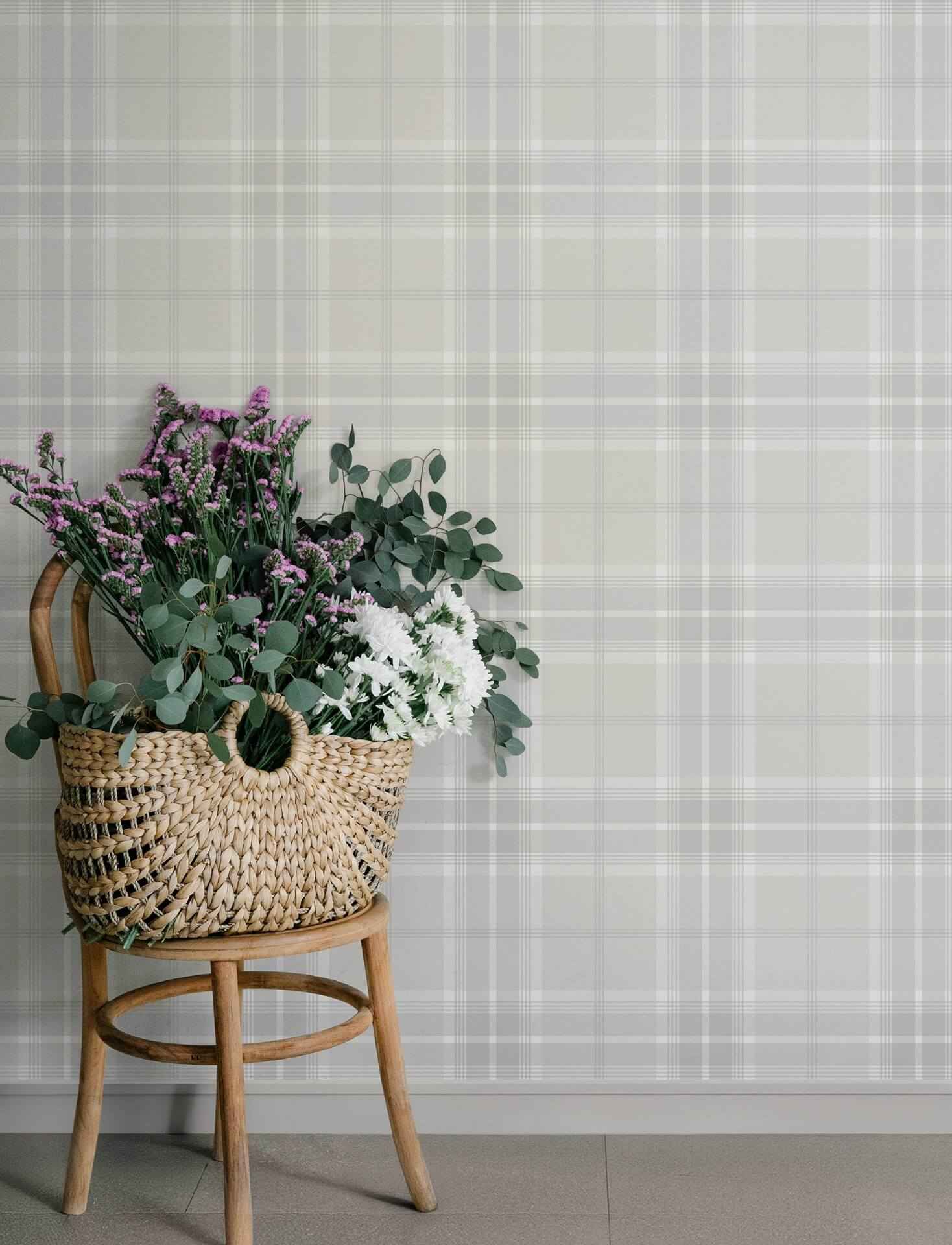 Emma Dove Plaid Wallpaper - York Wallcoverings - 4201-92123 - York Wallcoverings Wallpaper