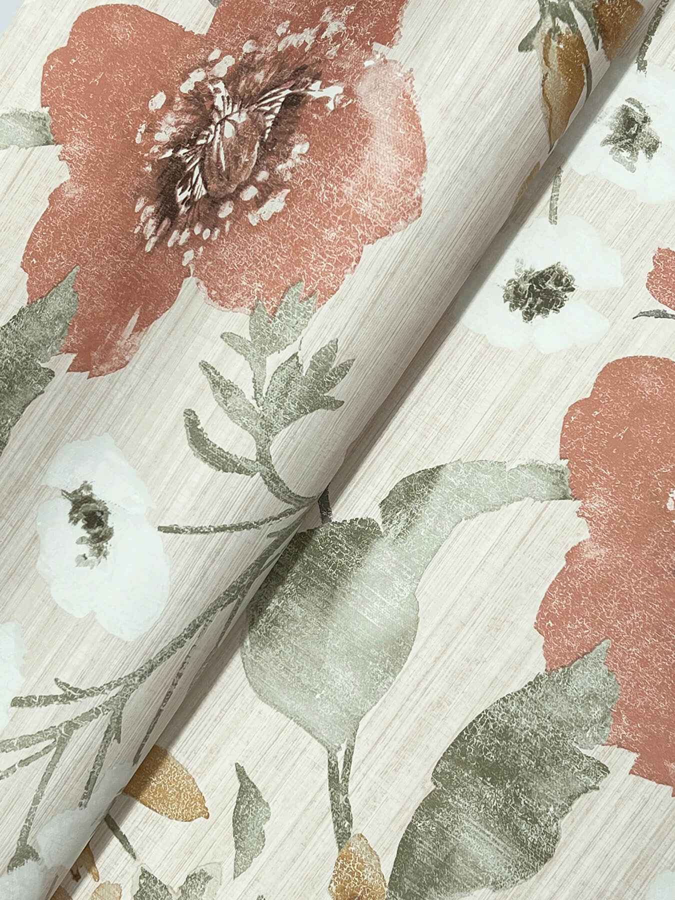 Evelyn Apricot Floral Wallpaper - York Wallcoverings - LL3201 - York Wallcoverings Wallpaper