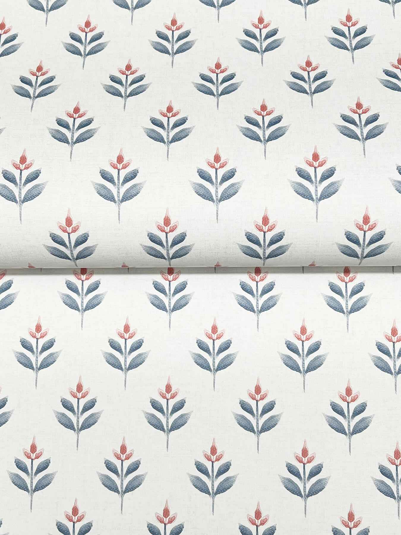 Serene Villa Red Floral Stamp Wallpaper - York Wallcoverings - LL3235 - York Wallcoverings Wallpaper
