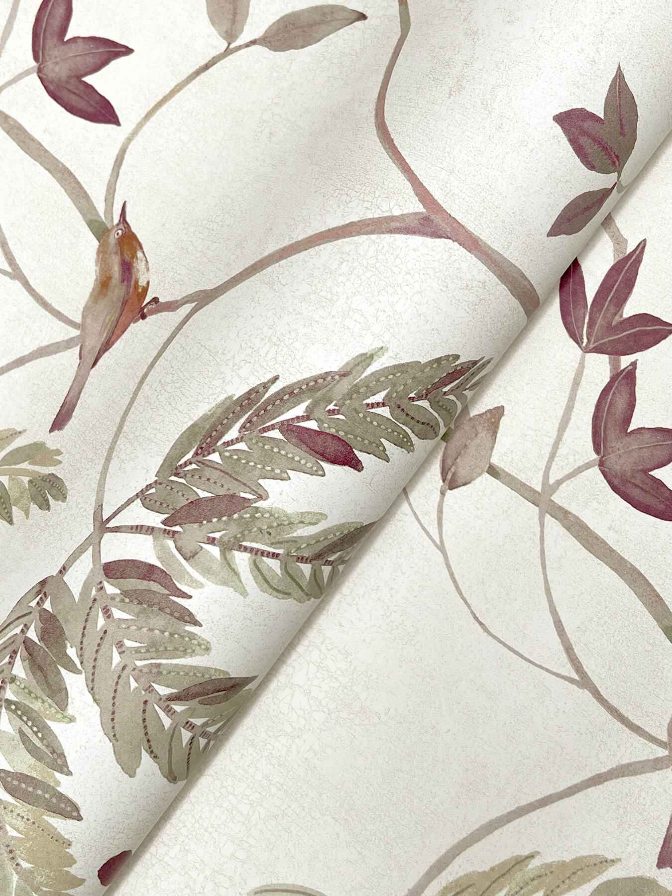 Cillian Plum Botanical Bird Trail Wallpaper - York Wallcoverings - LL3248 - York Wallcoverings Wallpaper