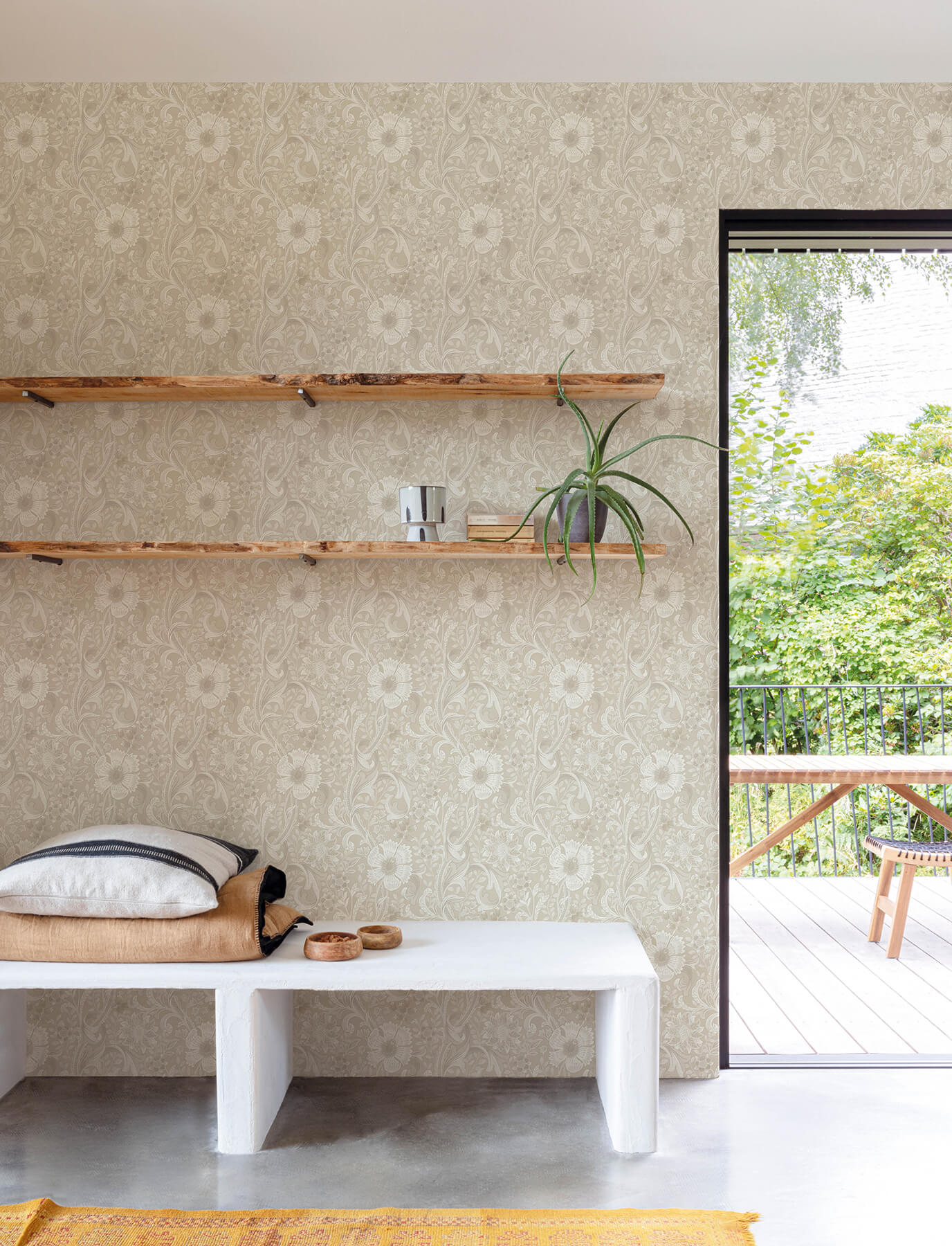 liora-beige-floral-trail-wallpaper-york-wallcoverings-4191-83012 - York Wallcoverings Papel pintado