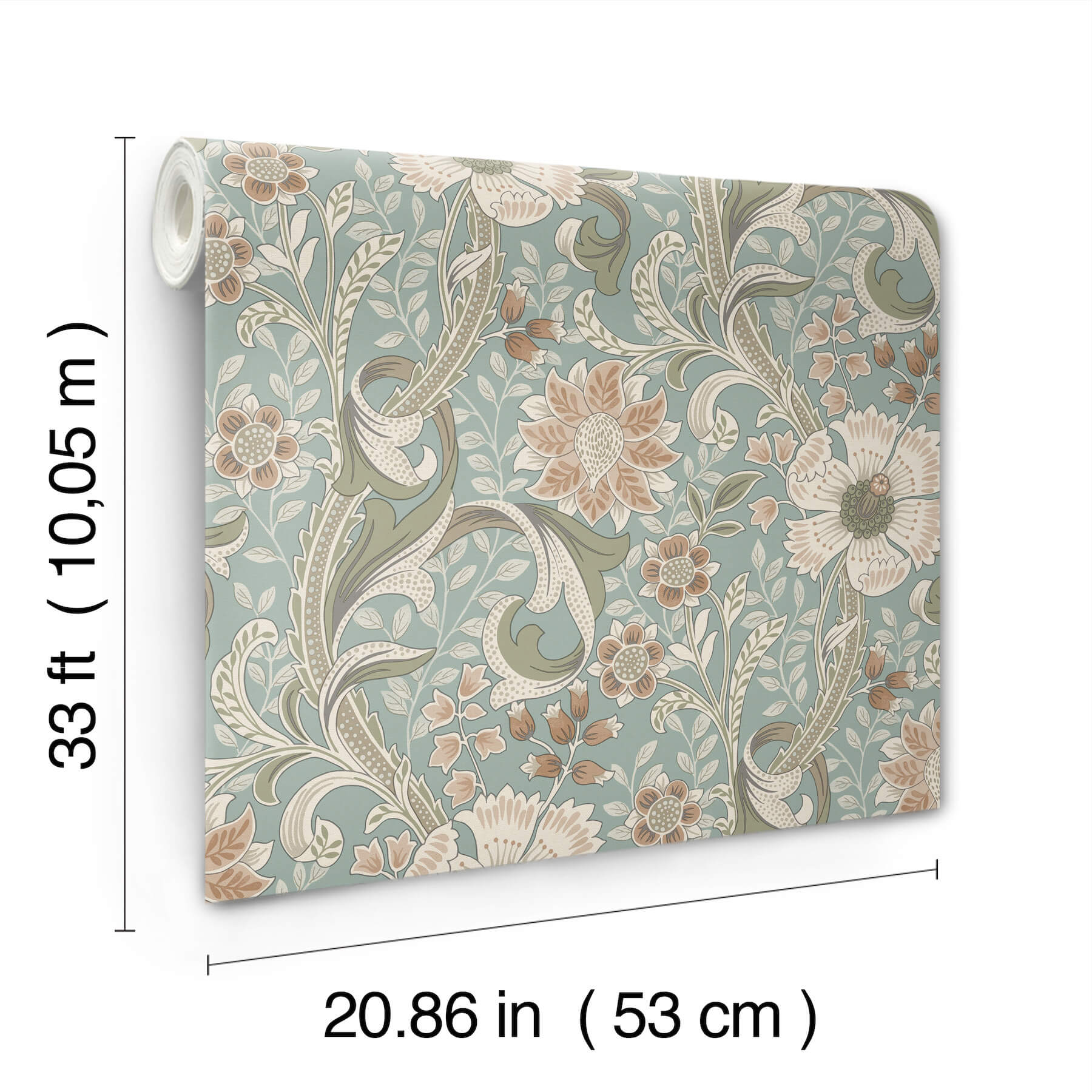 liora-aqua-floral-trail-wallpaper-york-wallcoverings-4191-83013 - York Wallcoverings Papel pintado