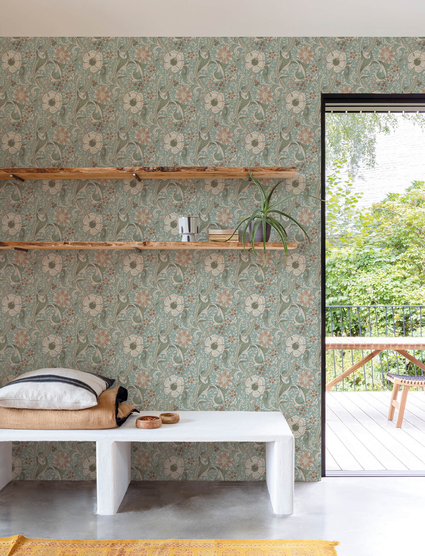 liora-aqua-floral-trail-wallpaper-york-wallcoverings-4191-83013 - York Wallcoverings Papel pintado