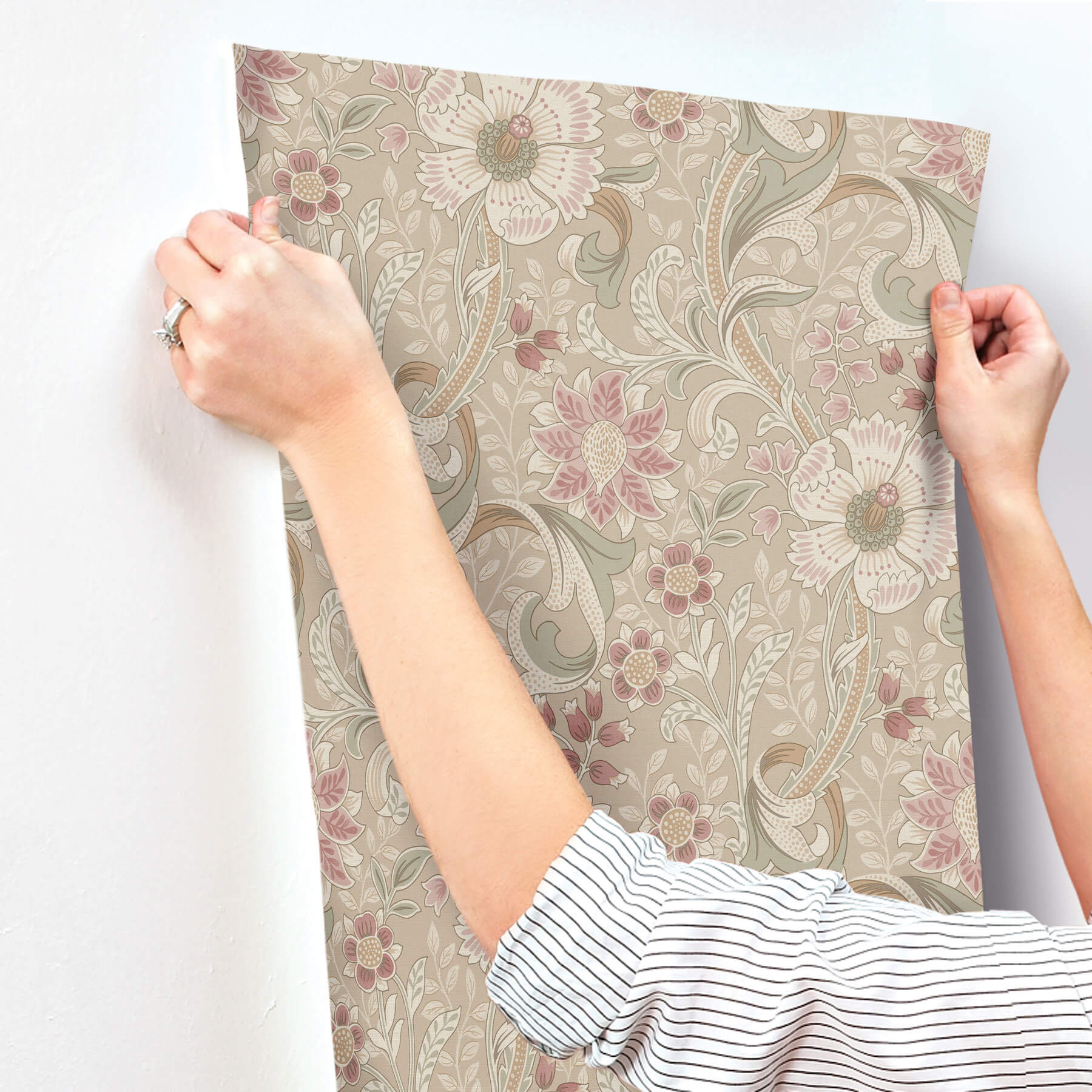 liora-taupe-floral-trail-wallpaper-york-wallcoverings-4191-83015 - York Wallcoverings Papel pintado