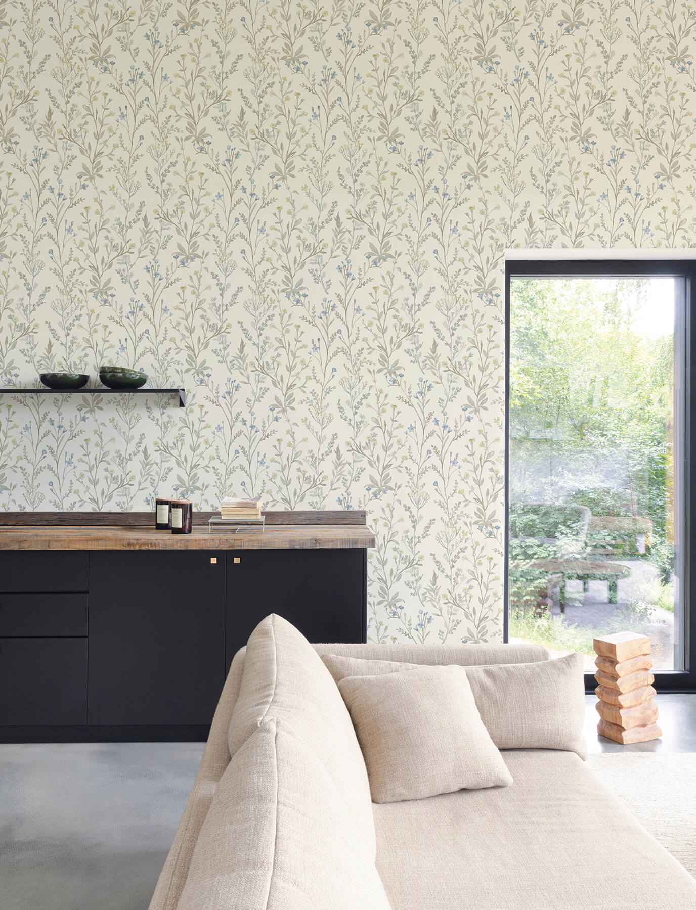 Laverne Neutral Wildflowers Wallpaper - York Wallcoverings - 4191-83017