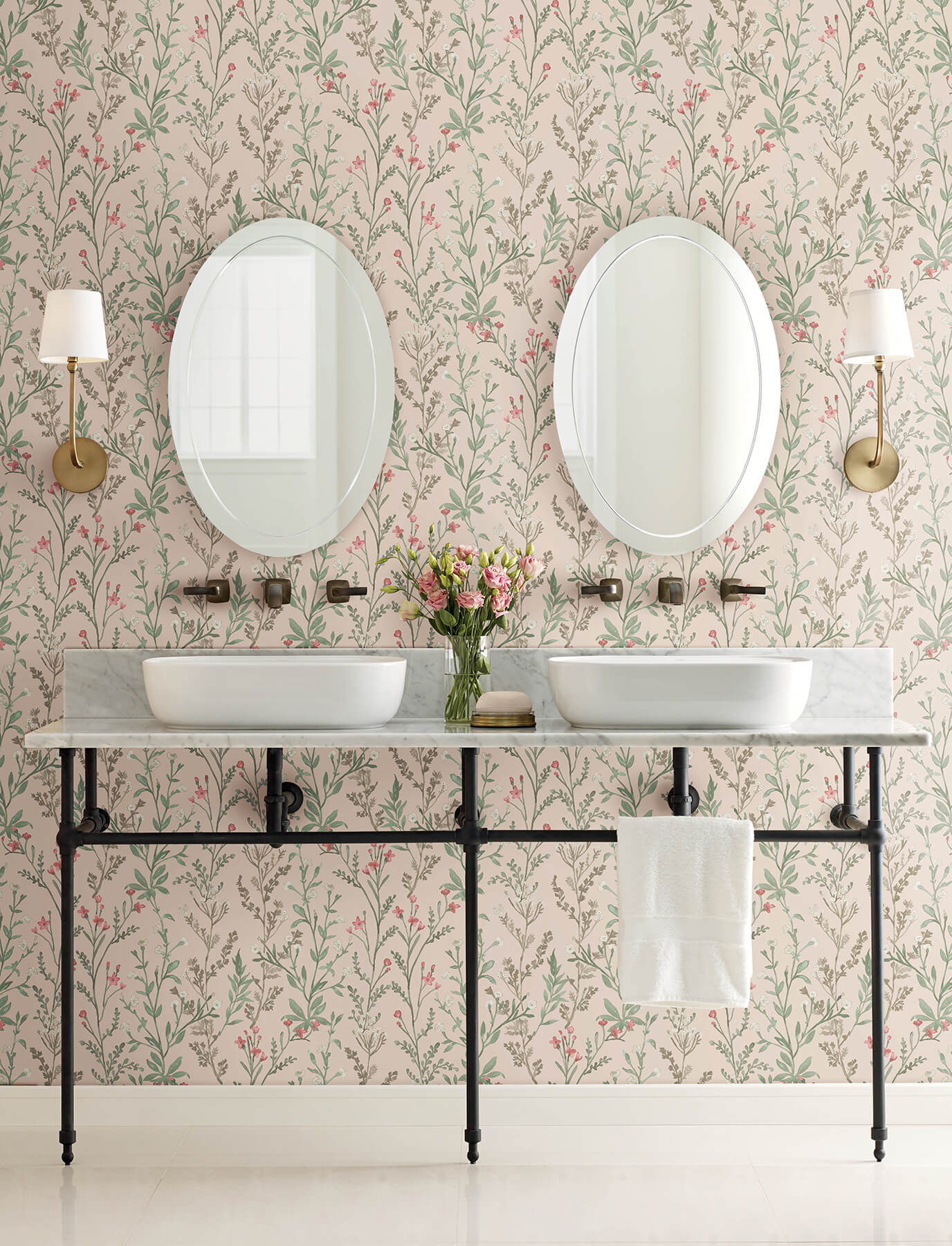 laverne-blush-wildflowers-wallpaper-york-wallcoverings-4191-83020 - York Wallcoverings Papel pintado