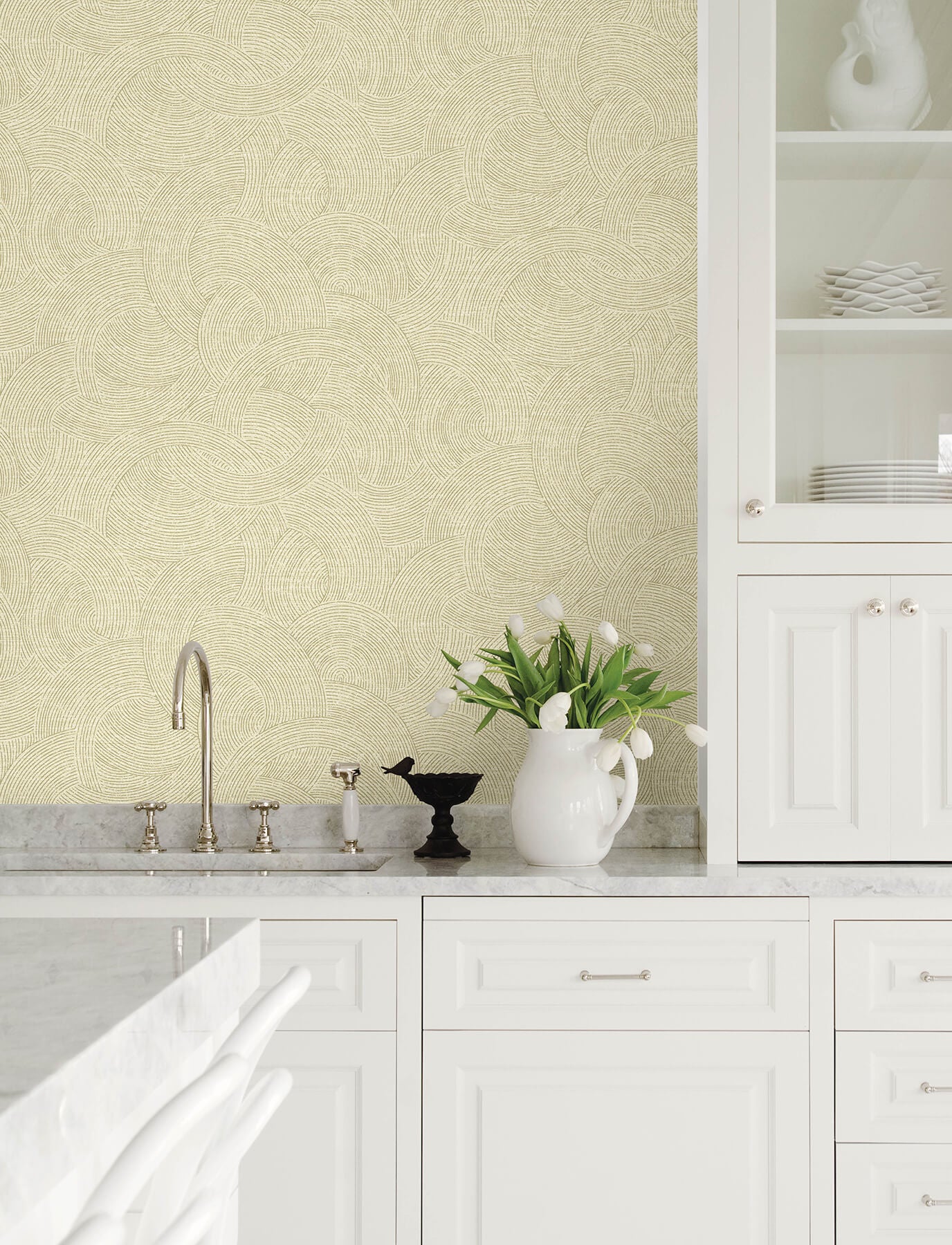 harrison-champagne-swirling-geometric-wallpaper-york-wallcoverings-4191-83021 - York Wallcoverings Wallpaper