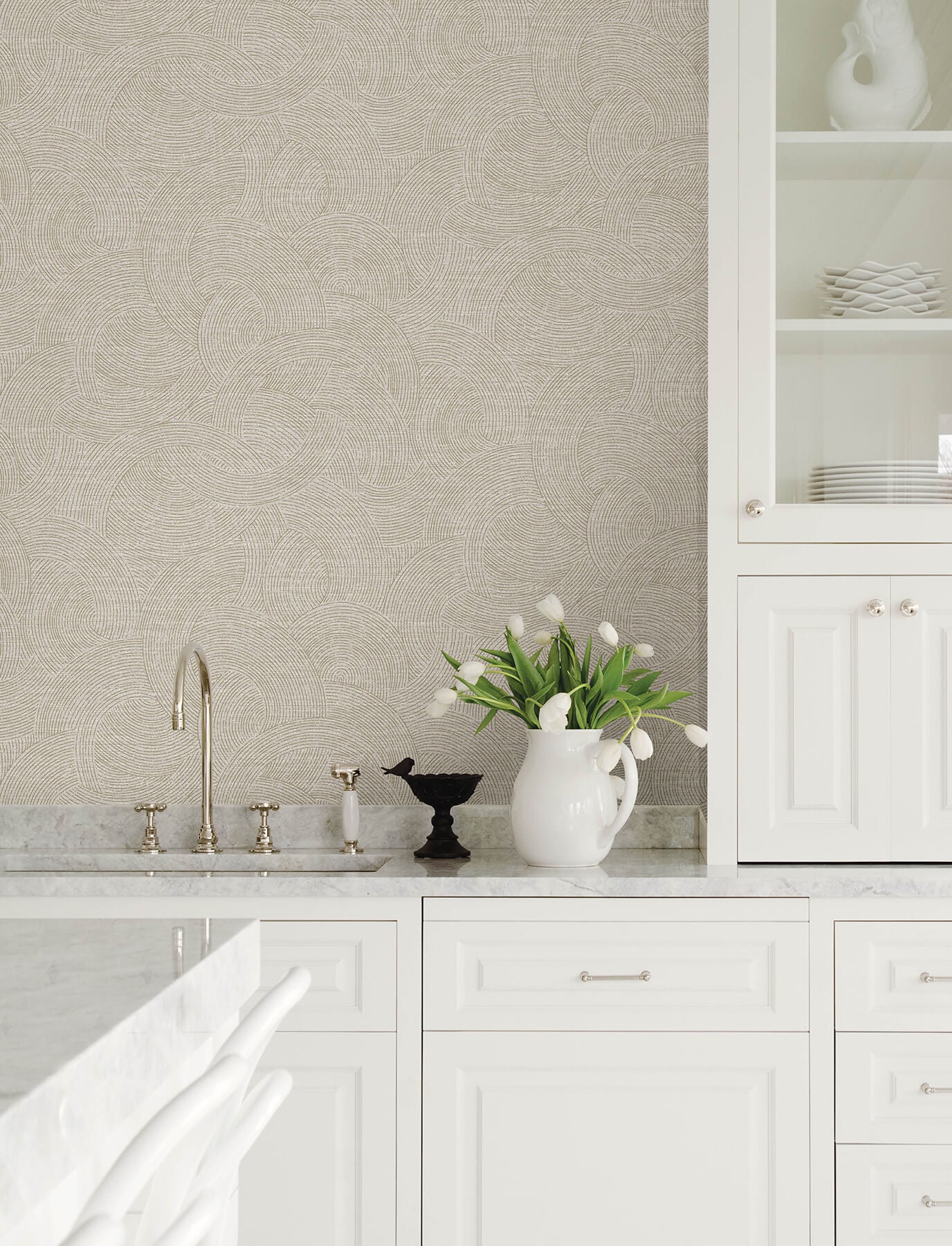 harrison-pewter-swirling-geometric-wallpaper-york-wallcoverings-4191-83022 - York Wallcoverings Wallpaper
