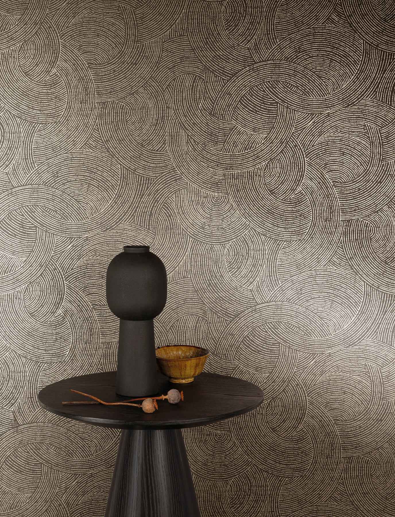 Harrison Charcoal Swirling Geometric Wallpaper - York Wallcoverings - 4191-83024 - York Wallcoverings Wallpaper