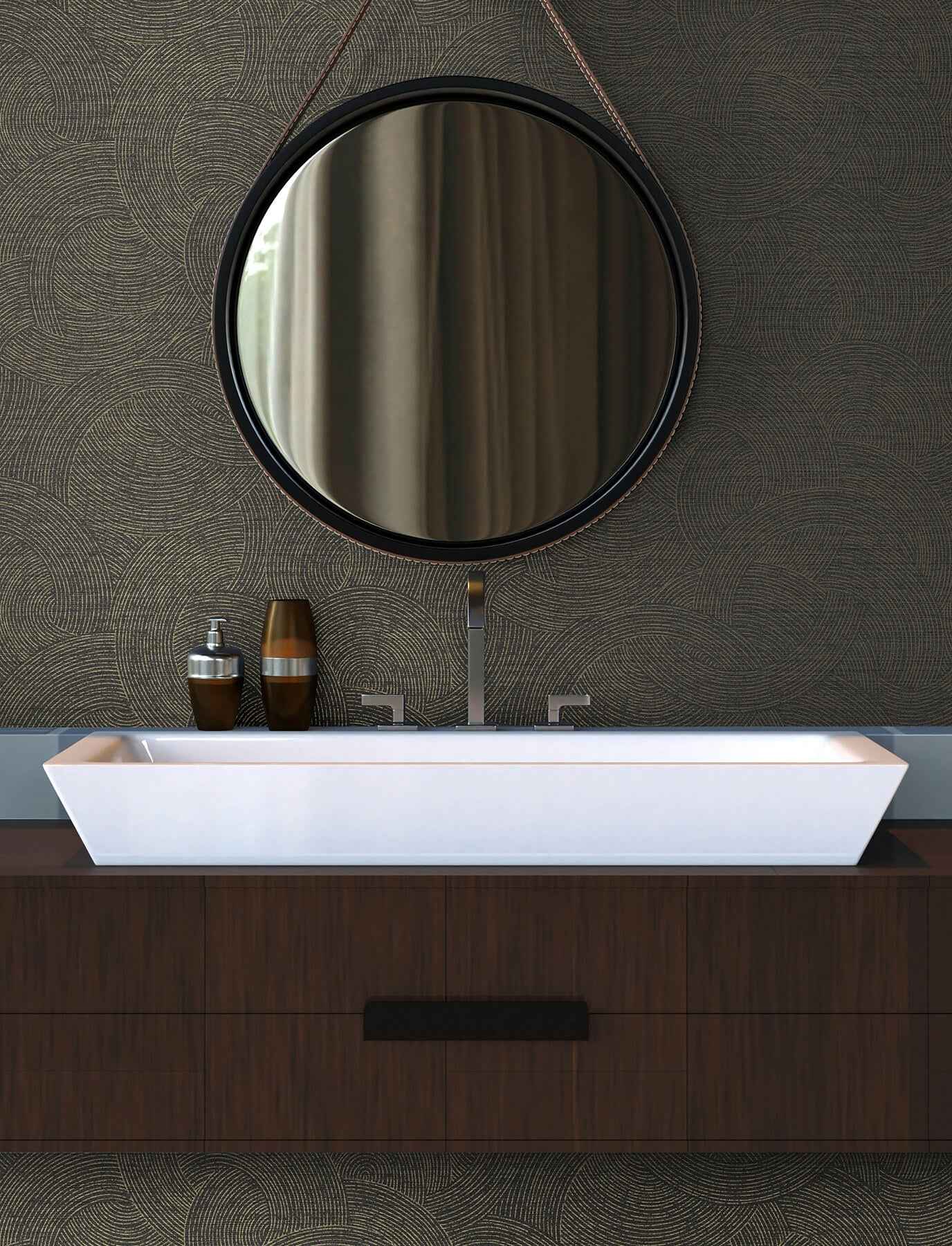 Harrison Charcoal Swirling Geometric Wallpaper - York Wallcoverings - 4191-83024 - York Wallcoverings Wallpaper