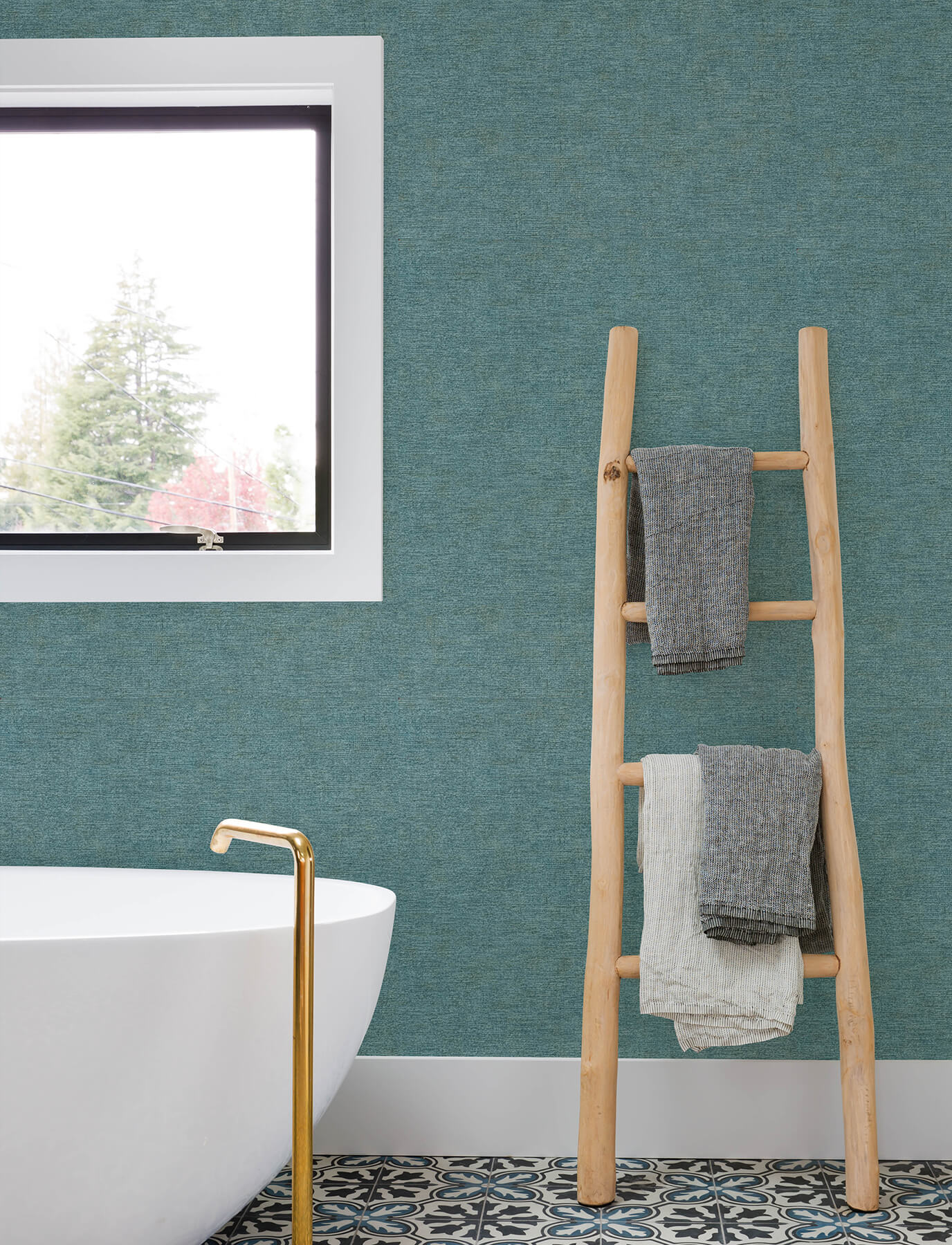 tansy-teal-distressed-wallpaper-york-wallcoverings-4191-83042 - York Wallcoverings Papel pintado