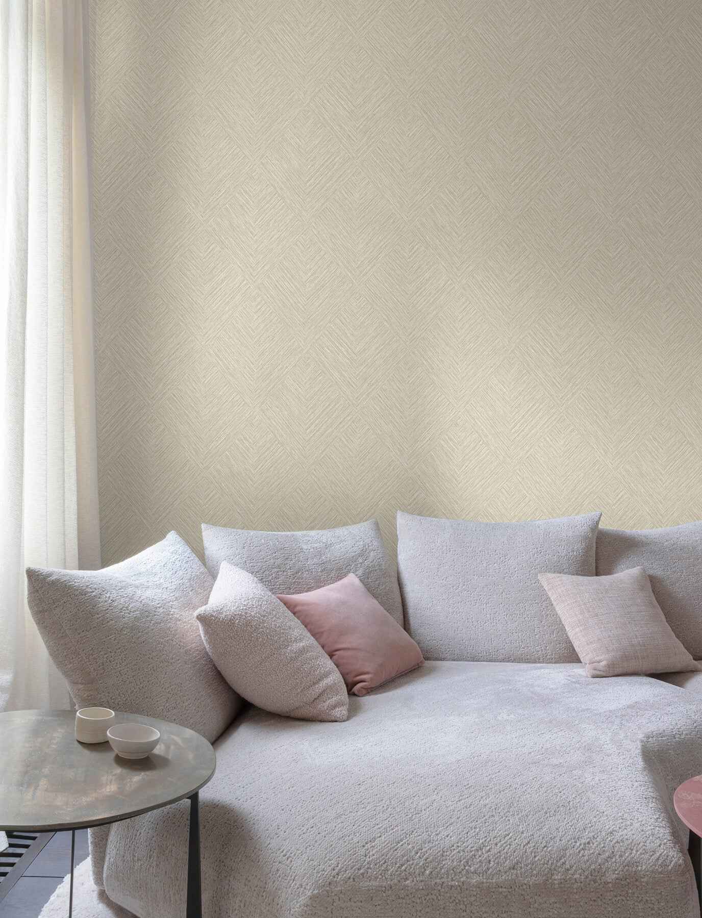 Hollis Taupe Textured Diamond Wallpaper - York Wallcoverings - 4191-83045