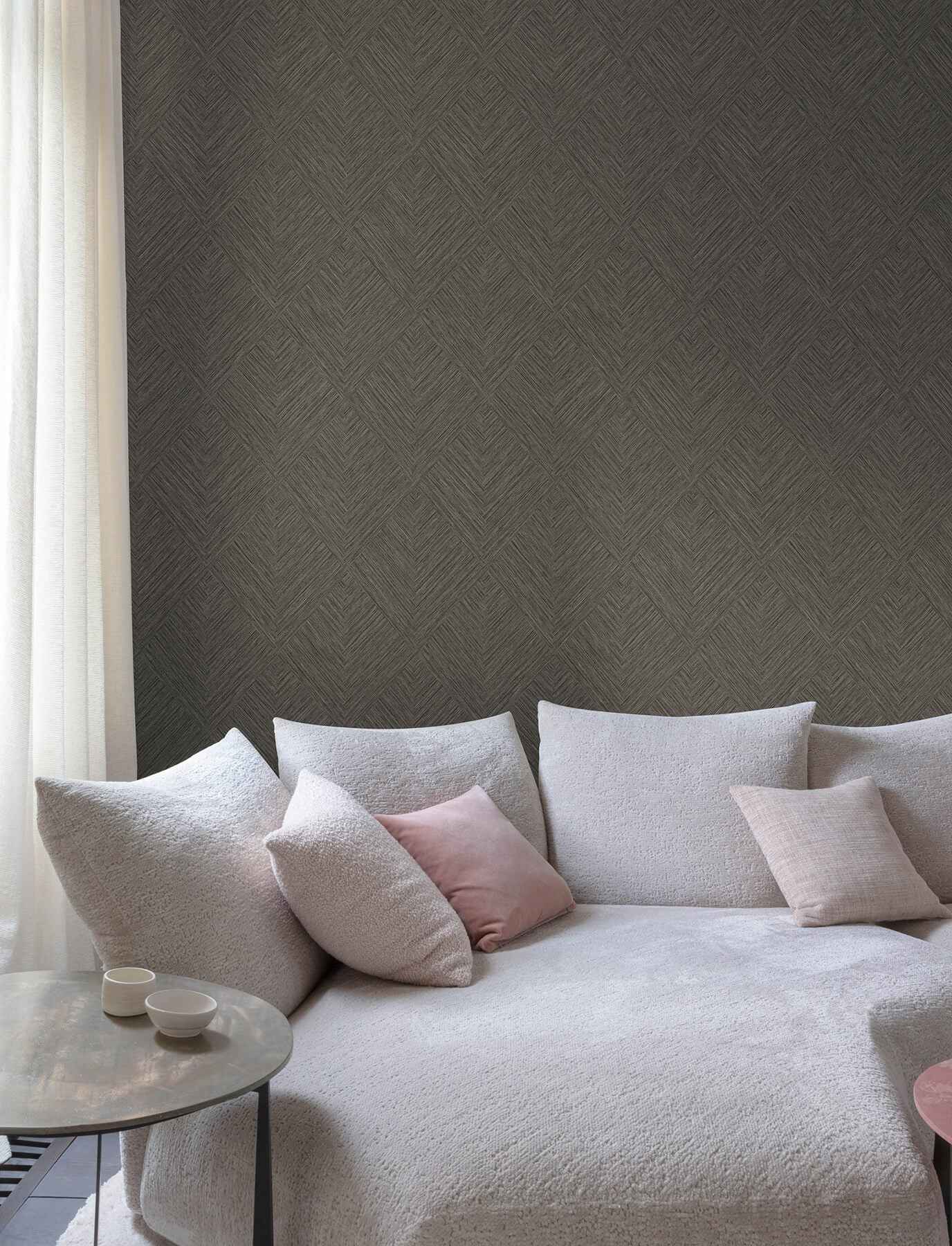 Hollis Charcoal Textured Diamond Wallpaper - York Wallcoverings - 4191-83046