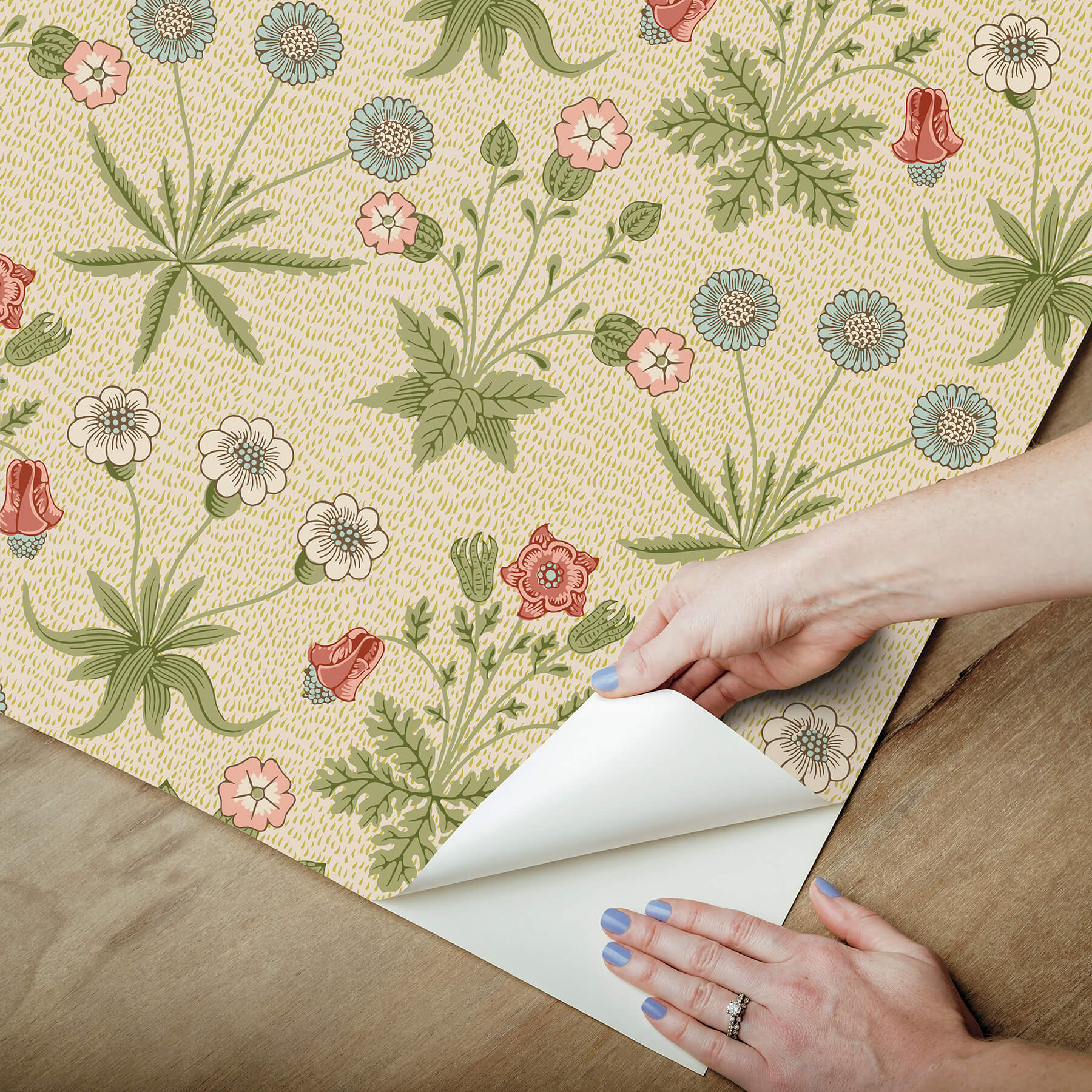 daisy-fennel-and-rose-peel-and-stick-wallpaper-york-wallcoverings-mcs6594 - York Wallcoverings Wallpaper