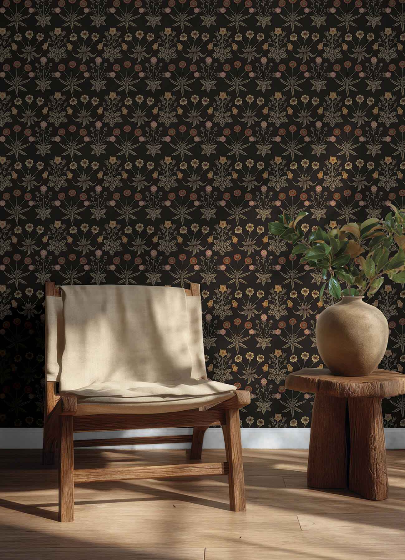 Daisy Chocolate and Paprika Peel and Stick Wallpaper - York Wallcoverings - MCS6598 - York Wallcoverings Wallpaper